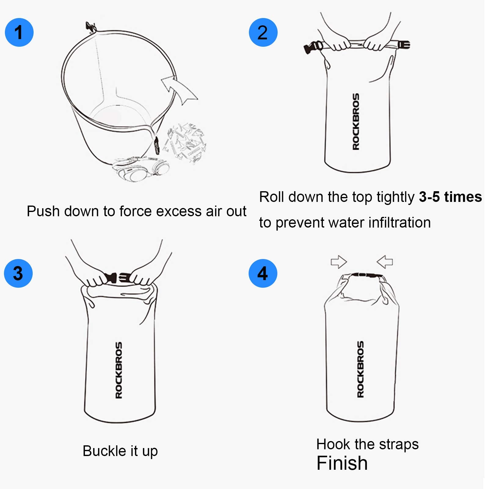 ROCKBROS Waterproof Dry Bag Heavy Durable Beach Backpack 2L 5L 10L 20L 30L Floating Dry Sack - ROCKBROS