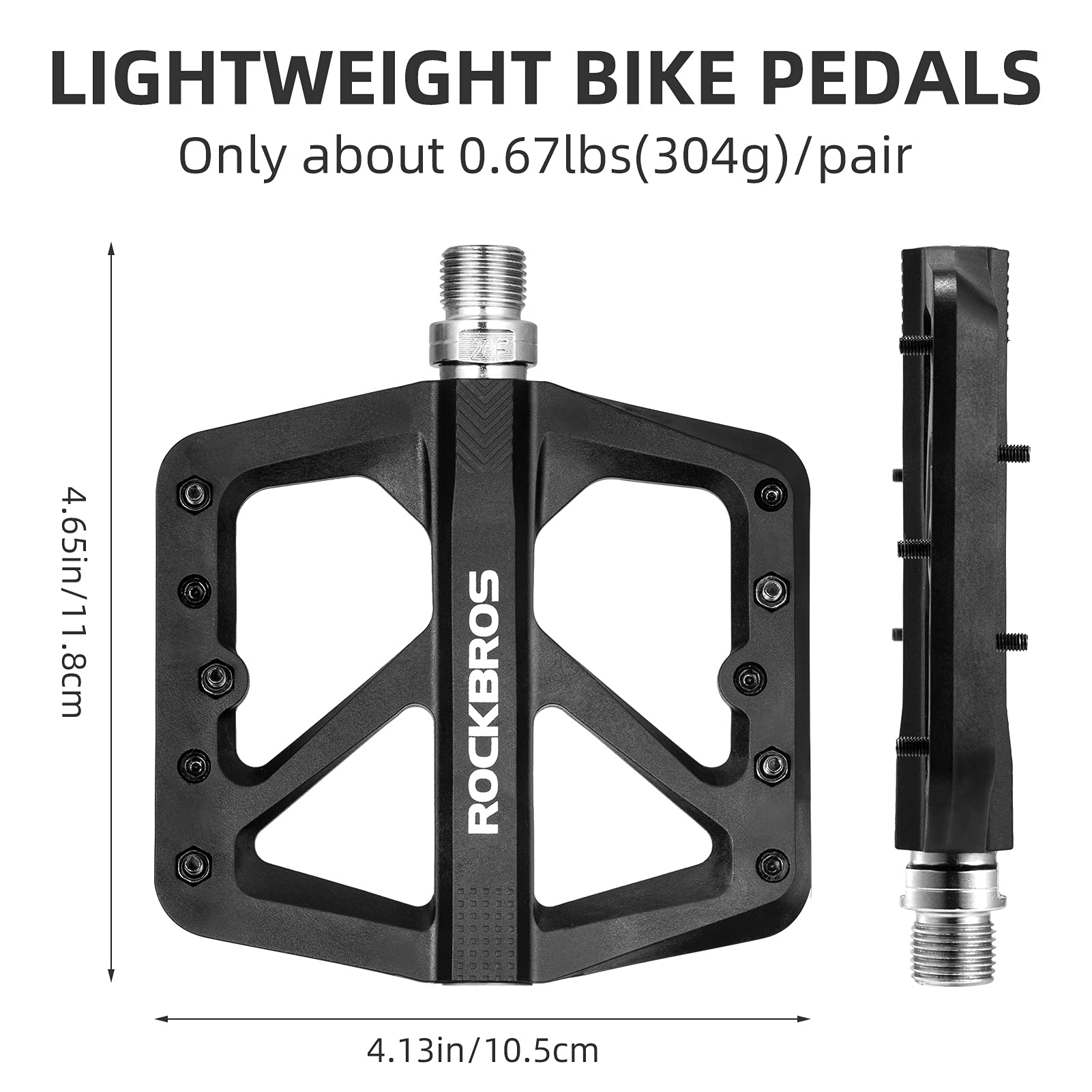 ROCKBROS Mountain Bike Pedals Lightweight Nylon DU Bearing 9/16" MTB Flat Bike Pedals - ROCKBROS