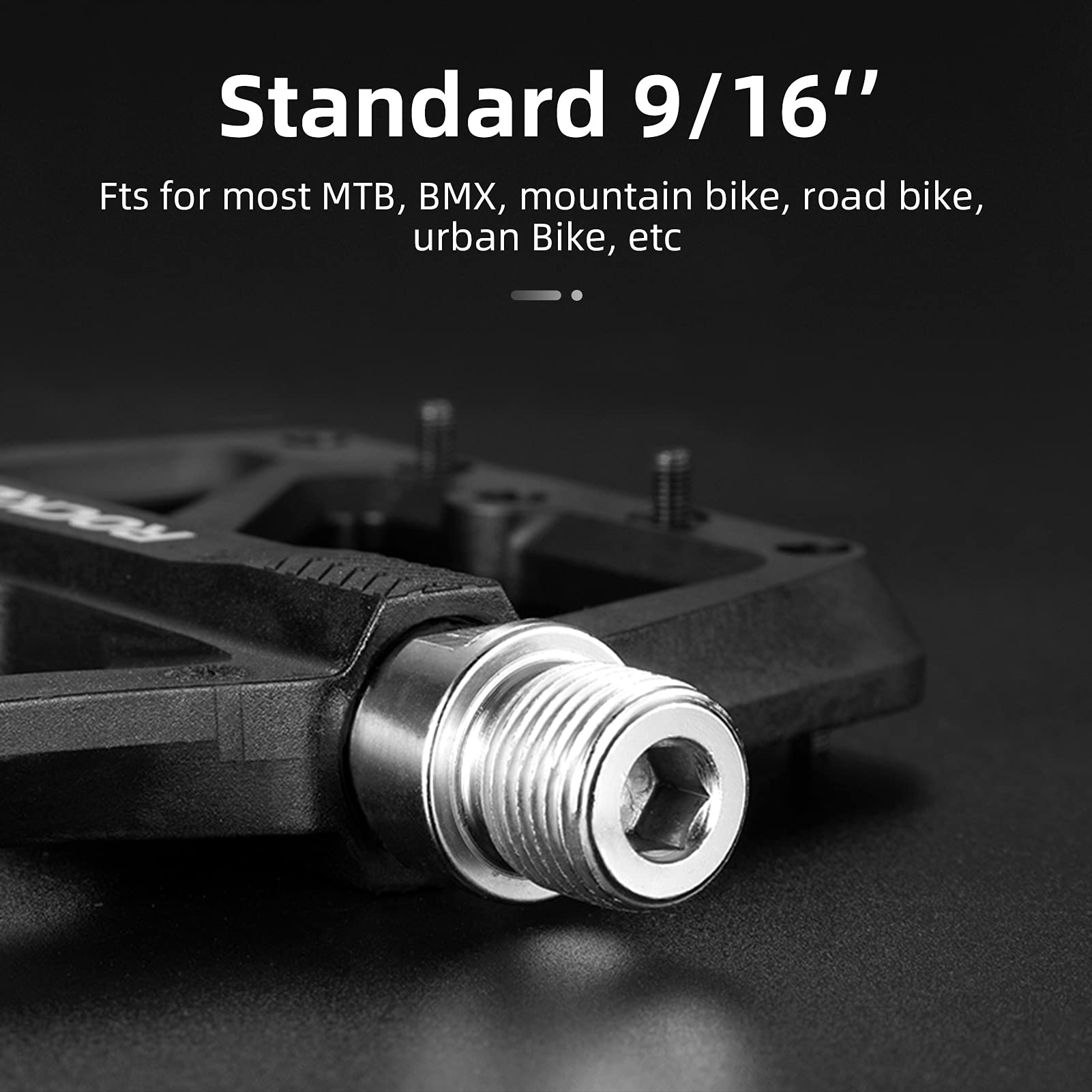 ROCKBROS Mountain Bike Pedals Lightweight Nylon DU Bearing 9/16" MTB Flat Bike Pedals - ROCKBROS