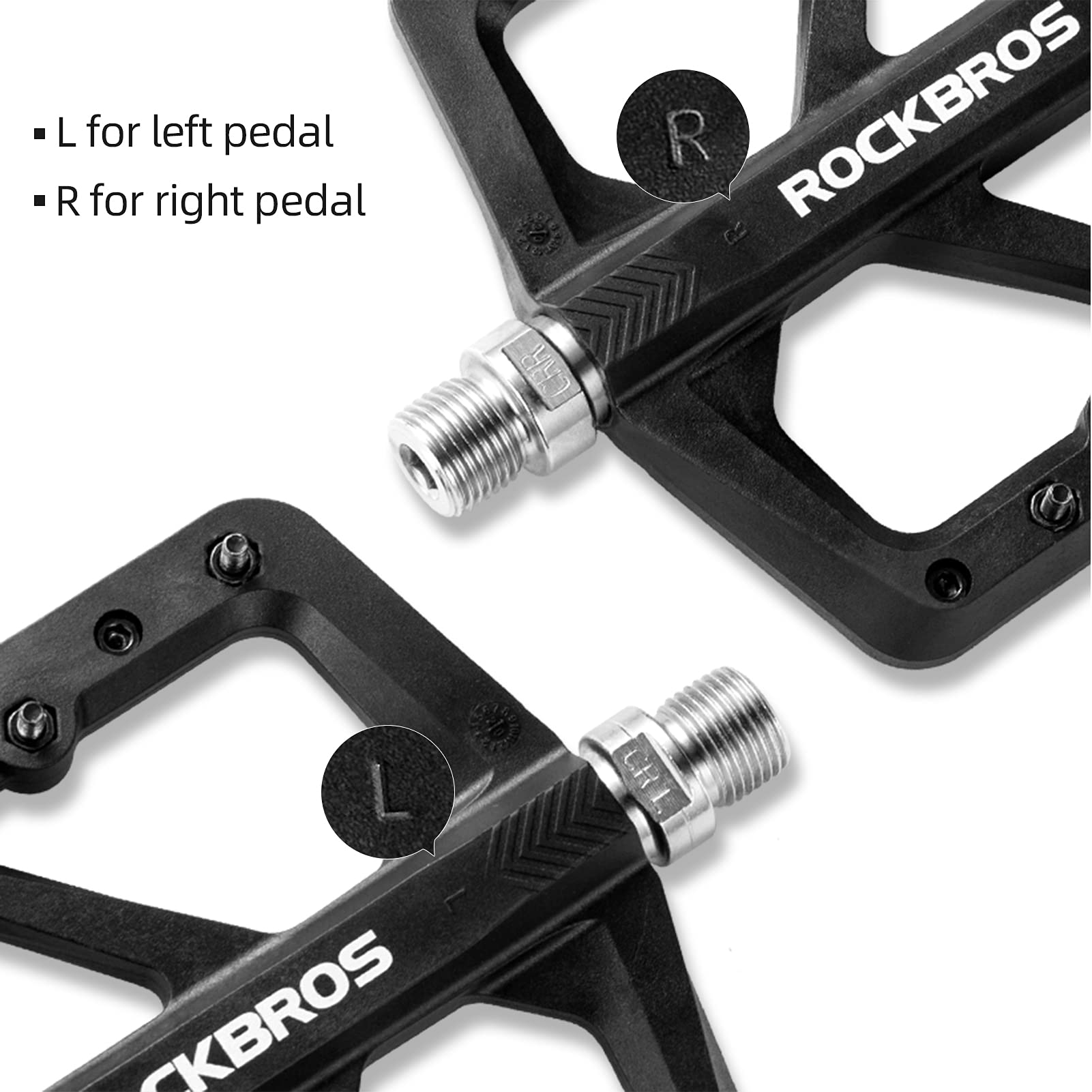 ROCKBROS Mountain Bike Pedals Lightweight Nylon DU Bearing 9/16" MTB Flat Bike Pedals - ROCKBROS