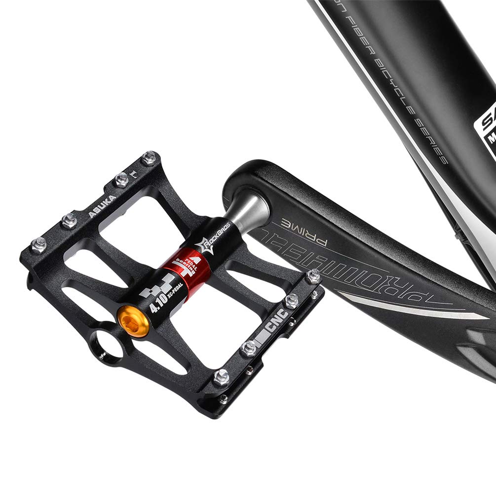 ROCKBROS 4 Bearings Mountain MTB Bike Pedals Platform Flat Aluminum Alloy 9/16" - ROCKBROS