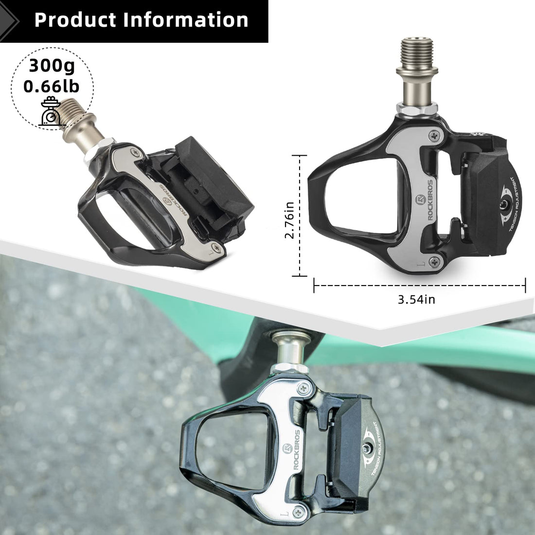 ROCKBROS Lightweight Clipless Pedals with Cleats Compatible with SPD-SL