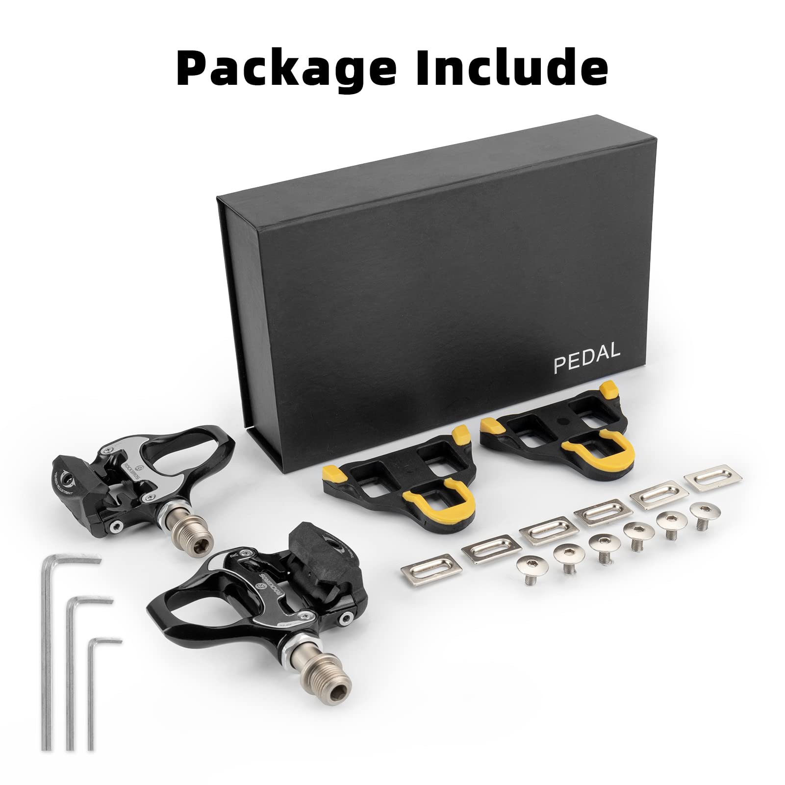 ROCKBROS Lightweight Clipless Pedals with Cleats Compatible with SPD-SL - ROCKBROS