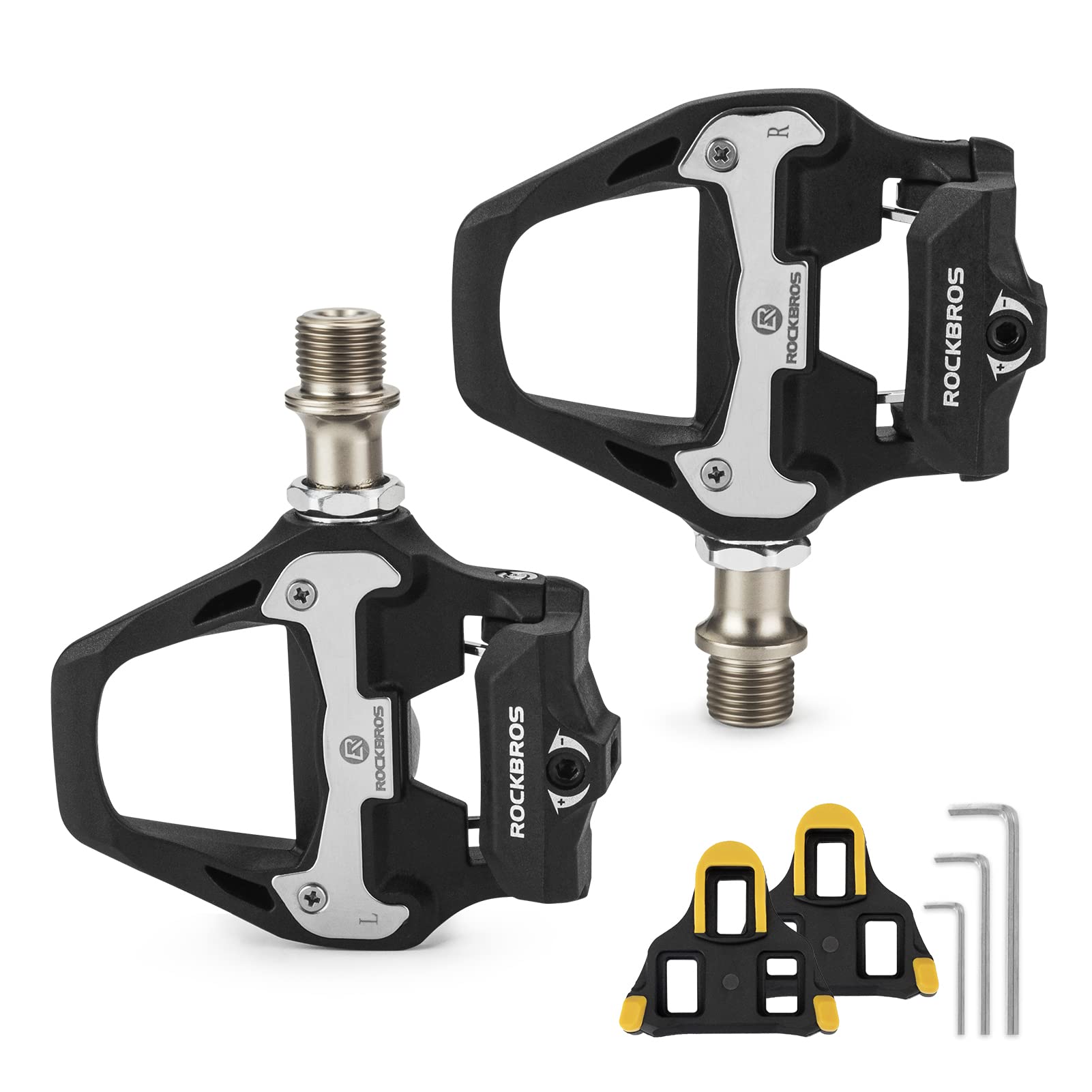 ROCKBROS Lightweight Clipless Pedals with Cleats Compatible with SPD-SL - ROCKBROS