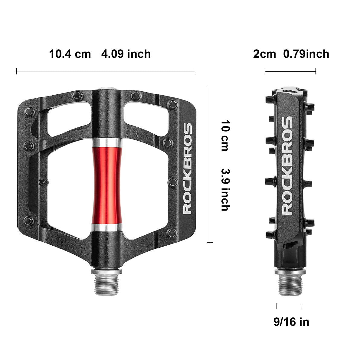 ROCKBROS MTB Pedals Platform Bike Pedal Aluminum 9/16" Bicycle Pedal Non-Slip Lightweight Flat Pedals for BMX Road Mountain Bikes - ROCKBROS