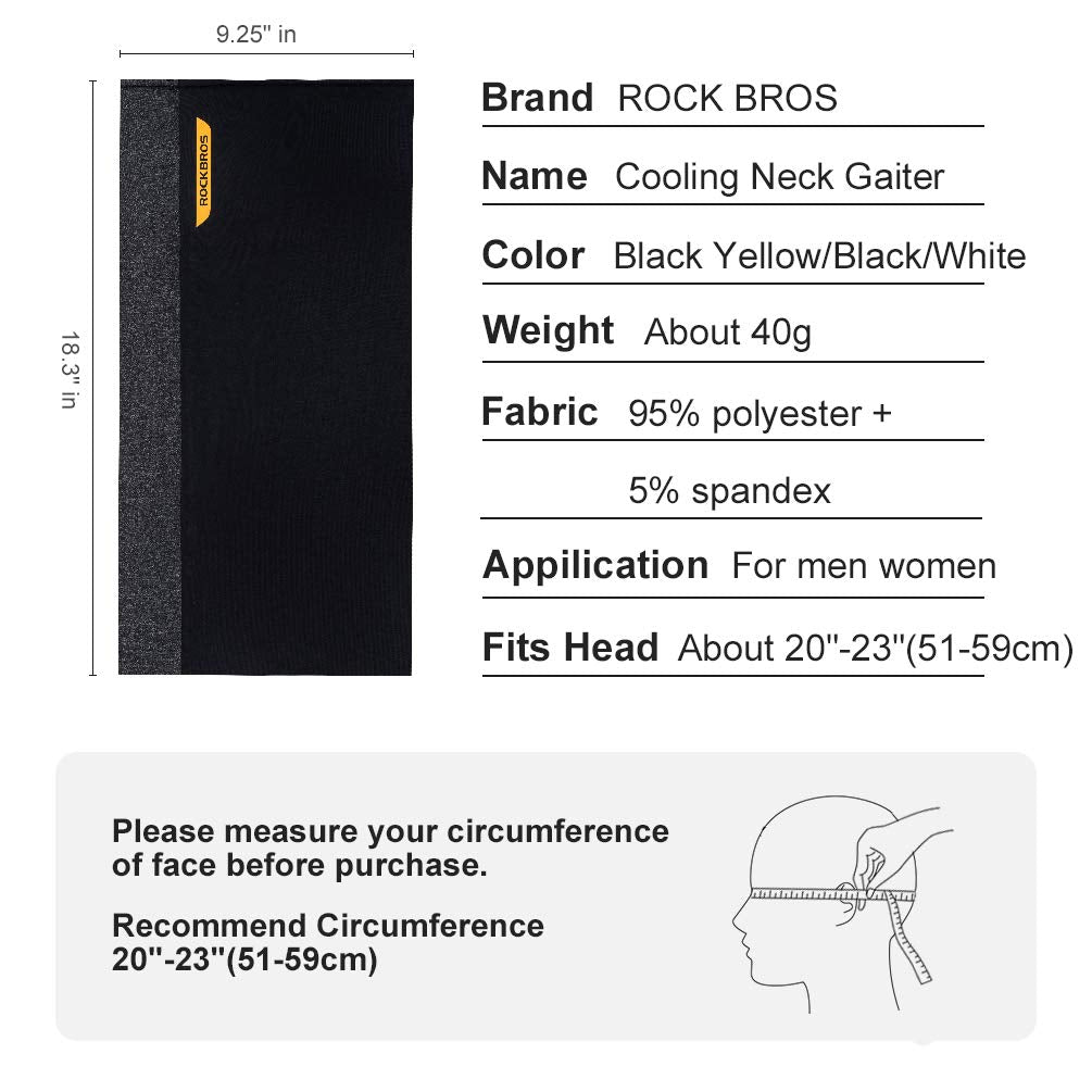 ROCKBROS Cooling Neck Gaiter Face Mask Fishing Scarf Face Cover for Men Women - ROCKBROS