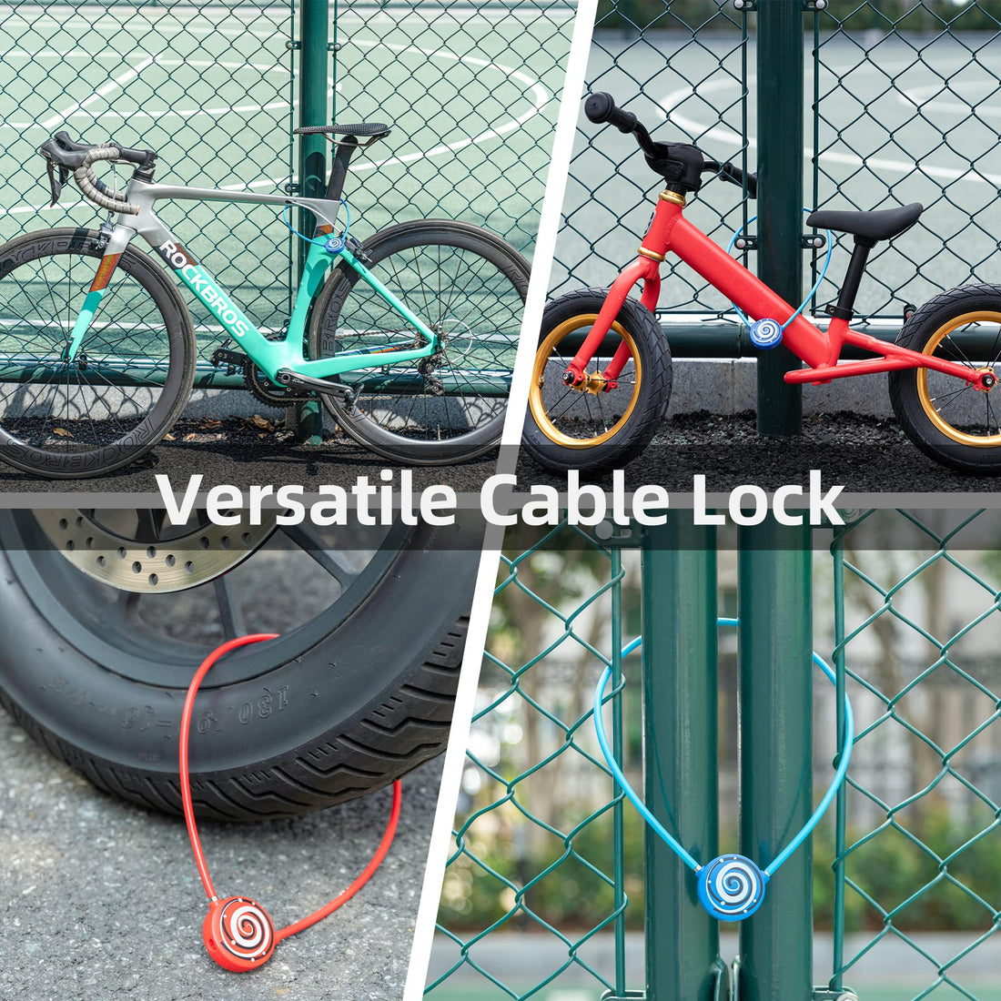 ROCKBROS Bike Cable Lock Anti Theft Security Bicycle Lock Cable 2 Keys