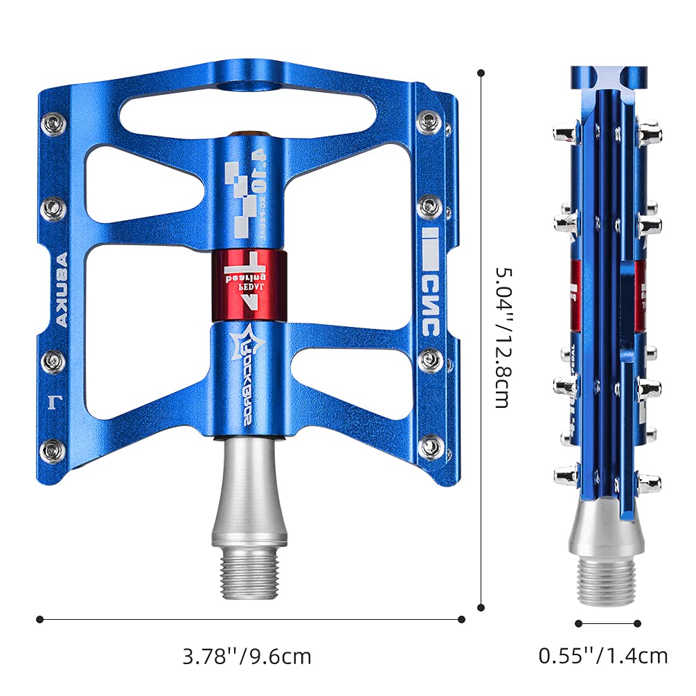ROCKBROS 4 Bearings Mountain MTB Bike Pedals Platform Flat Aluminum Alloy 9/16" - ROCKBROS