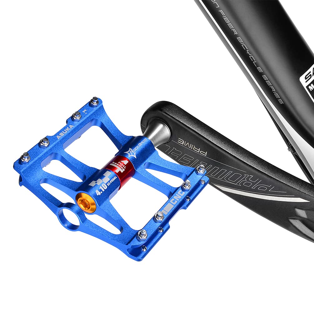 ROCKBROS 4 Bearings Mountain MTB Bike Pedals Platform Flat Aluminum Alloy 9/16" - ROCKBROS