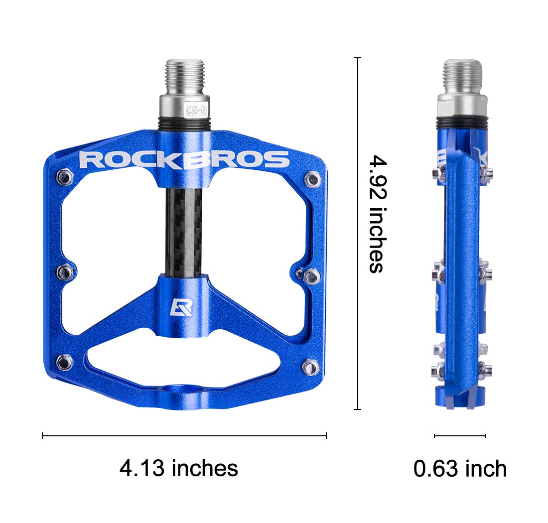 ROCKBROS Mountain MTB Bike Flat 9/16 Lightweight Carbon Fiber Sealed Bearing Pedals - ROCKBROS