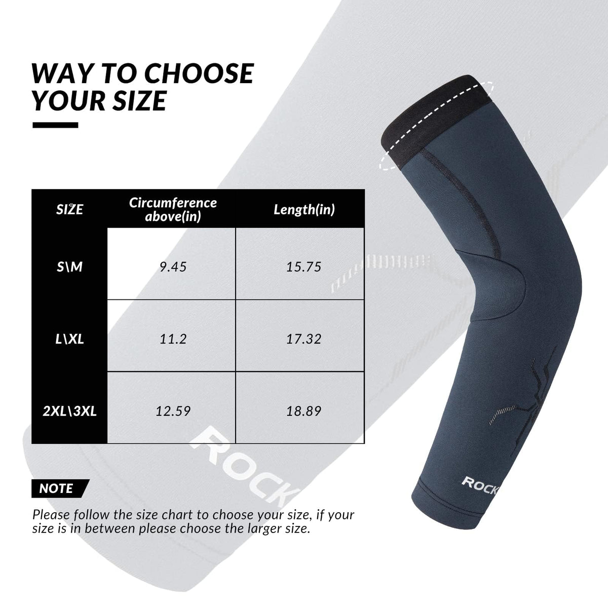 heat pedal to the metal sleeve size ROCKBROS Arm Sleeves Cycling Arm Warmers with Ultimate Warmth Moisture-Wicking Flexible, Black-Green / 2XL/3XL