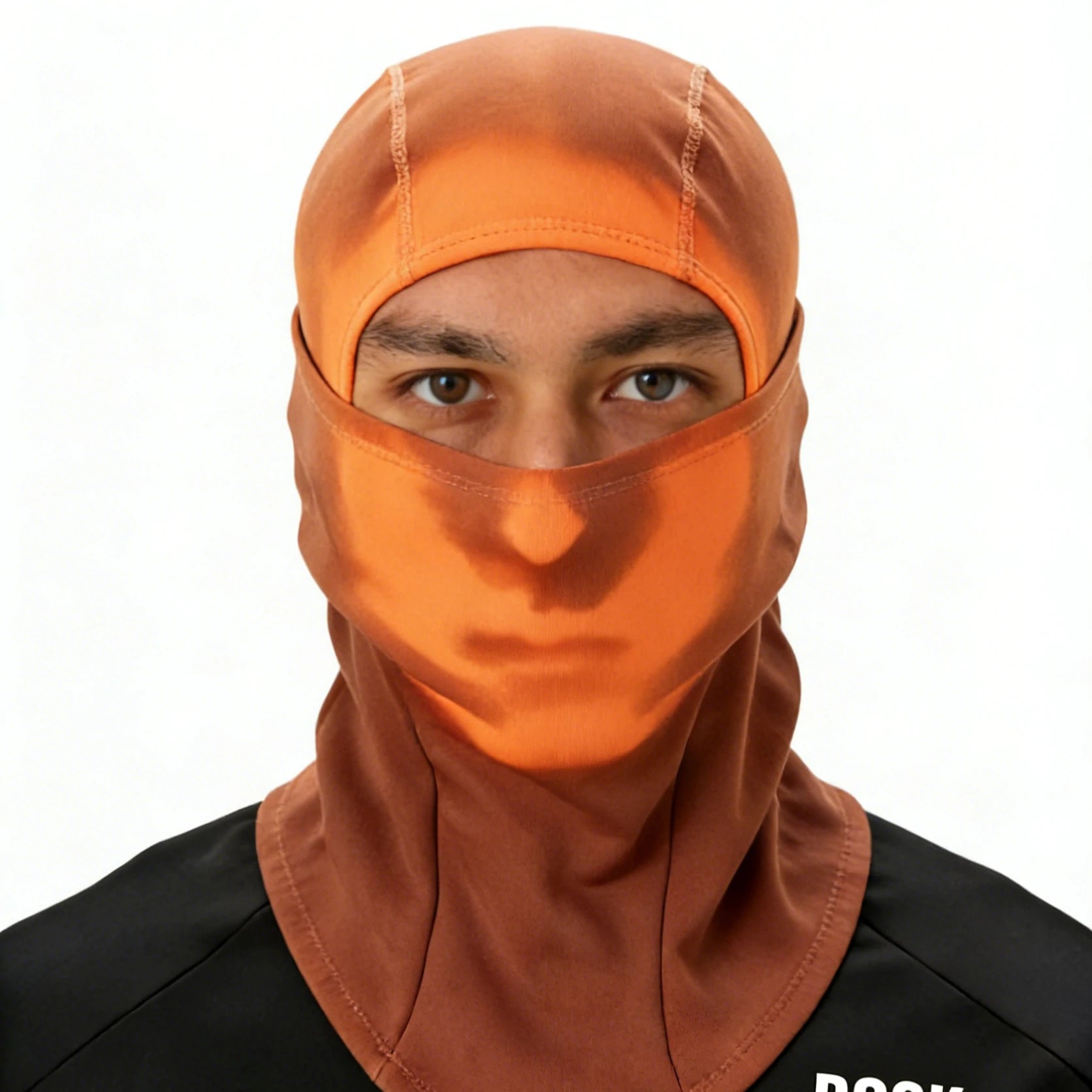 Brown balaclava with orange interior on a white background #color_Brown