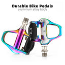 ROCKBROS Lightweight Clipless Pedals with Cleats Compatible with SPD-SL - ROCKBROS