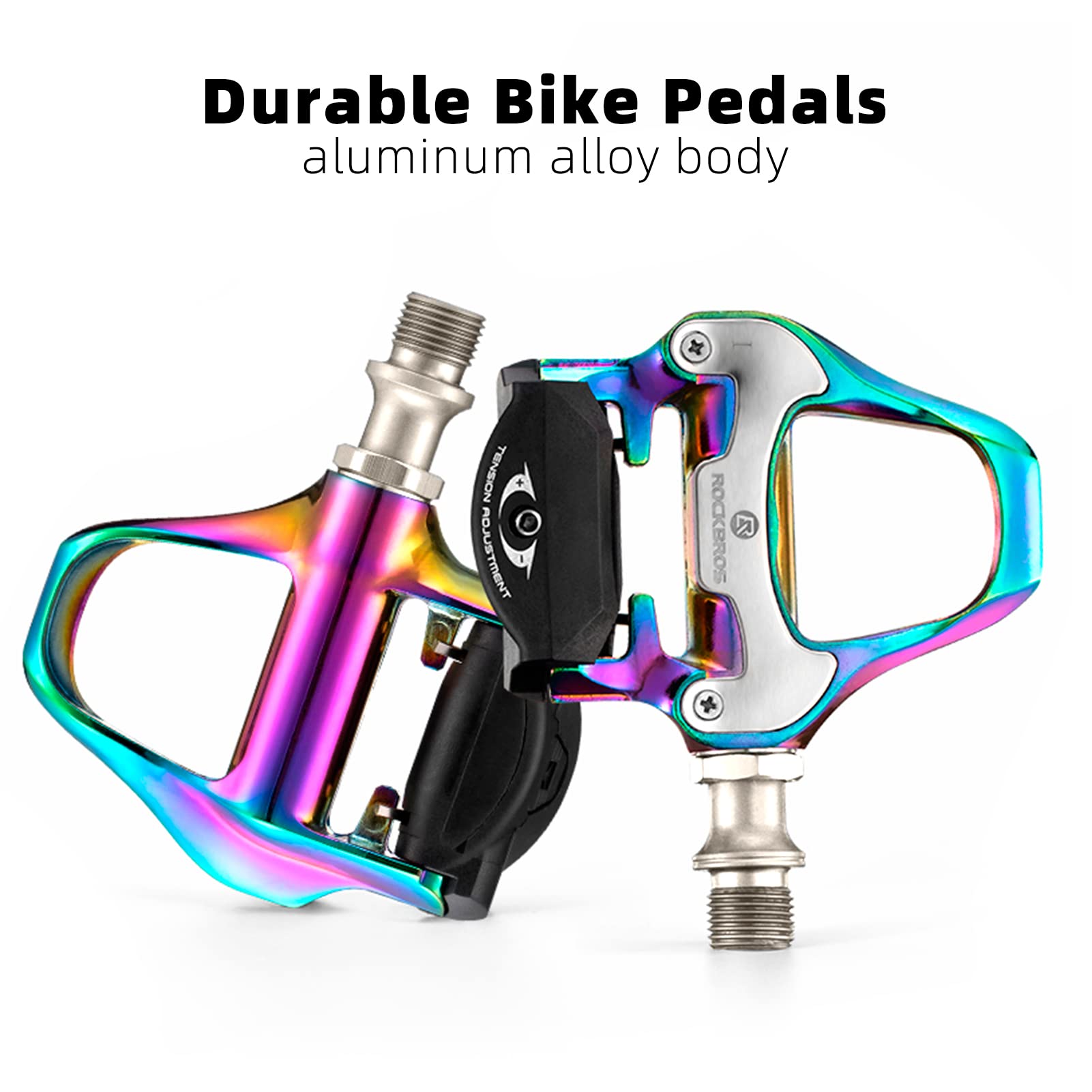 ROCKBROS Lightweight Clipless Pedals with Cleats Compatible with SPD-SL - ROCKBROS