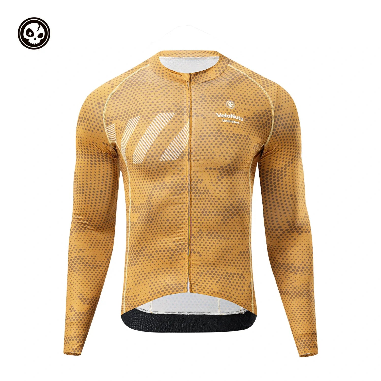 Yellow cycling jersey with a brand logo on a white background  #color_yellow