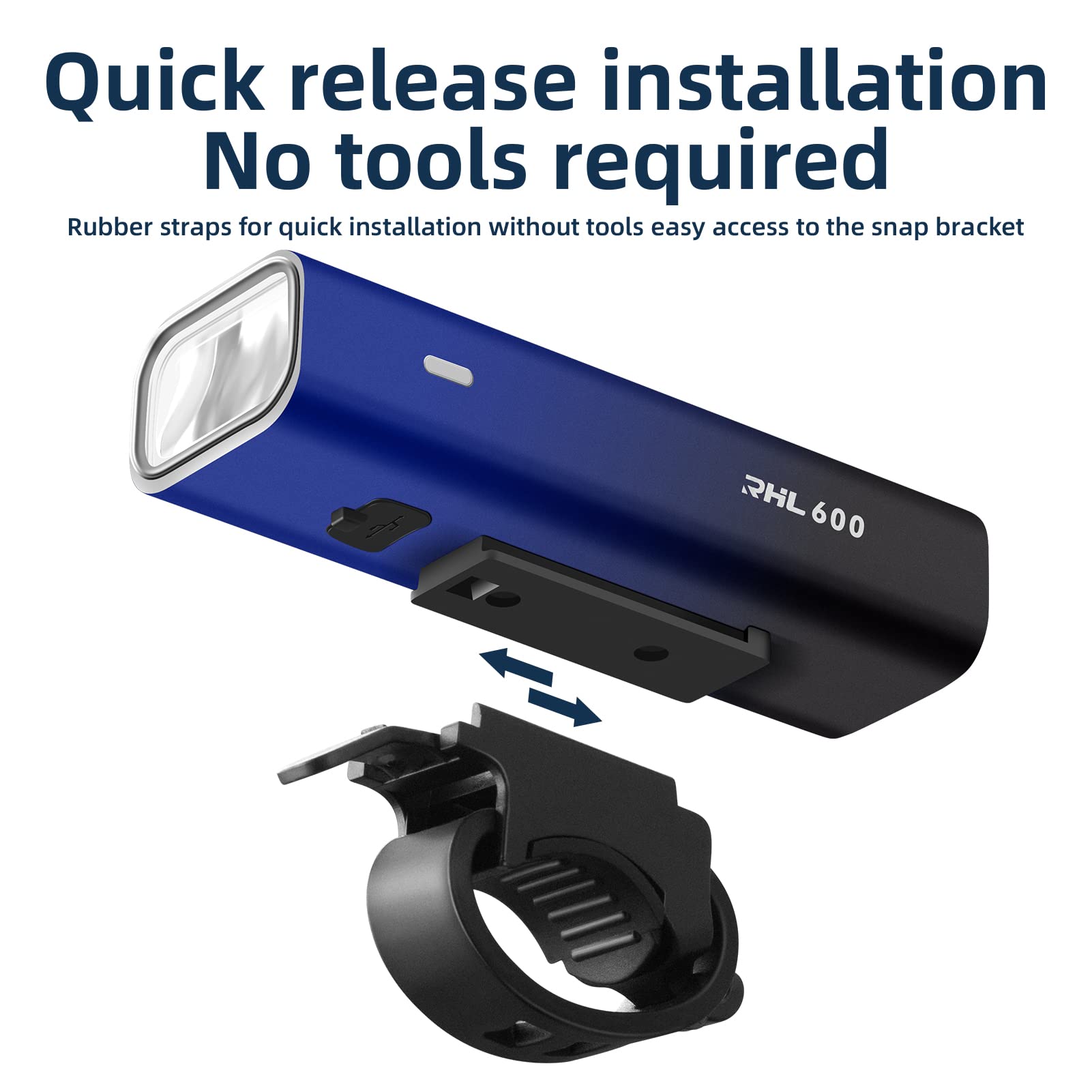 ROCKBROS Bike Head Light 2600mAh Rechargeable, 5 Modes, IPX6 Waterproof
