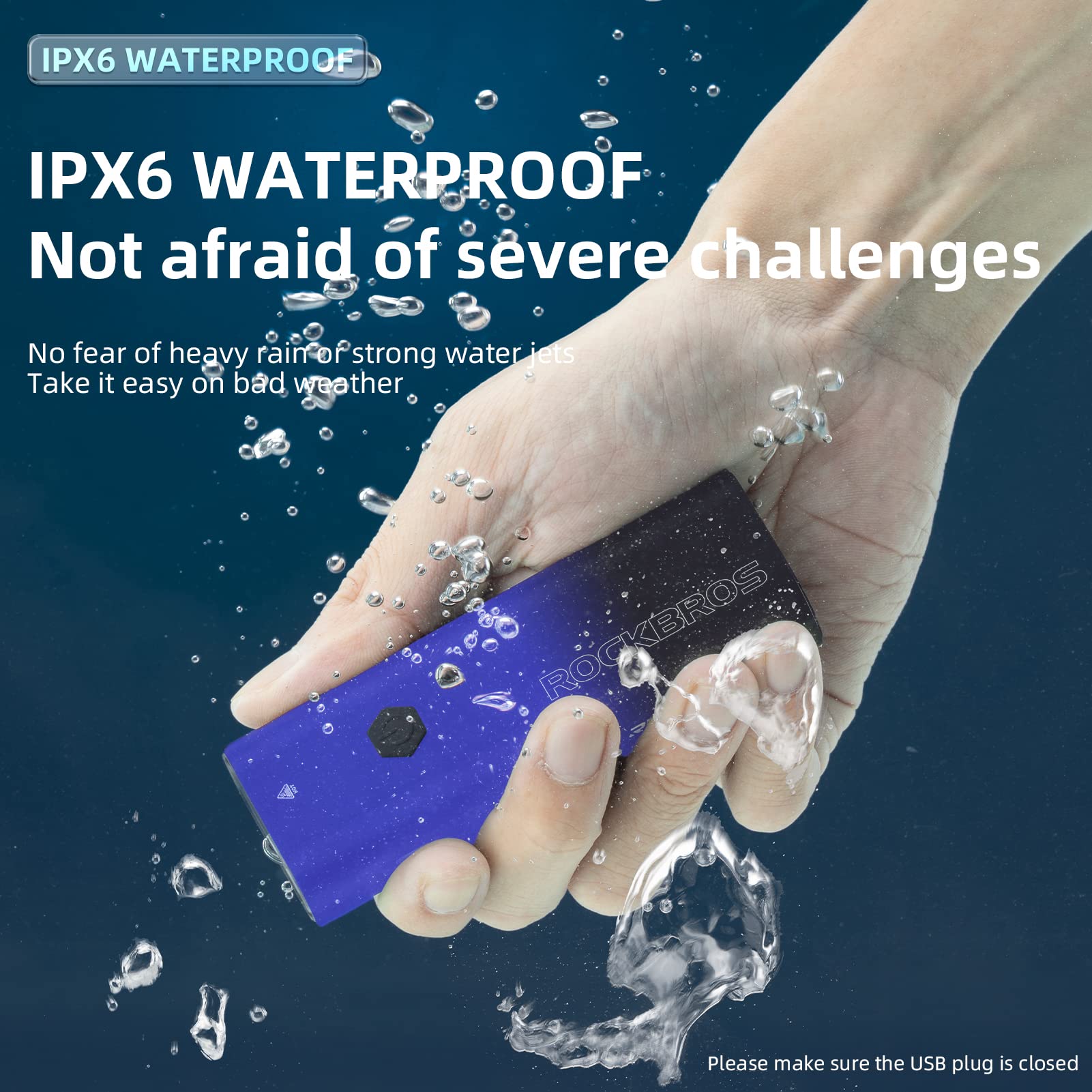 ROCKBROS Bike Head Light 2600mAh Rechargeable, 5 Modes, IPX6 Waterproof