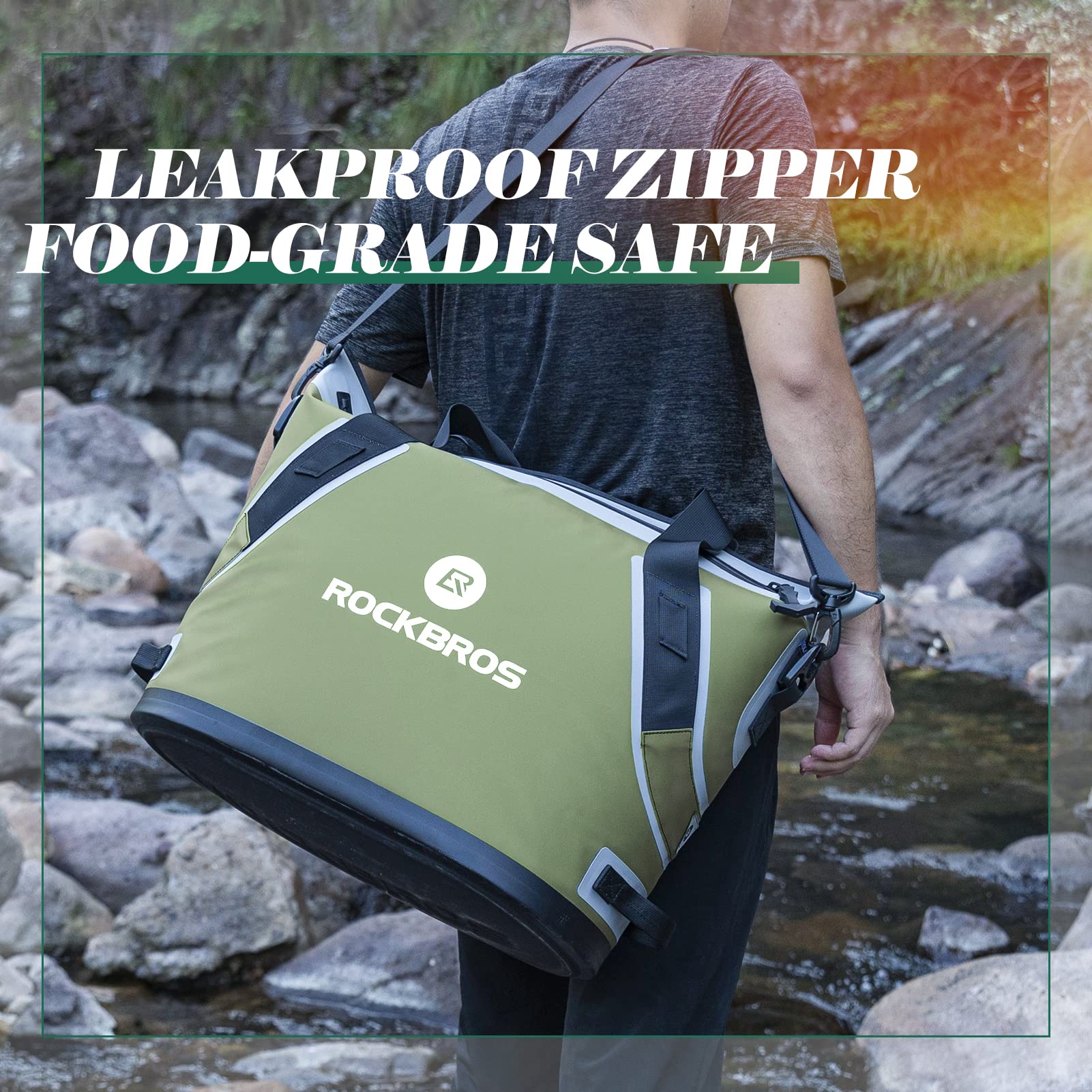 ROCKBROS Soft Cooler Insulated Leak Proof Cooler Bag Portable 36 Can - ROCKBROS
