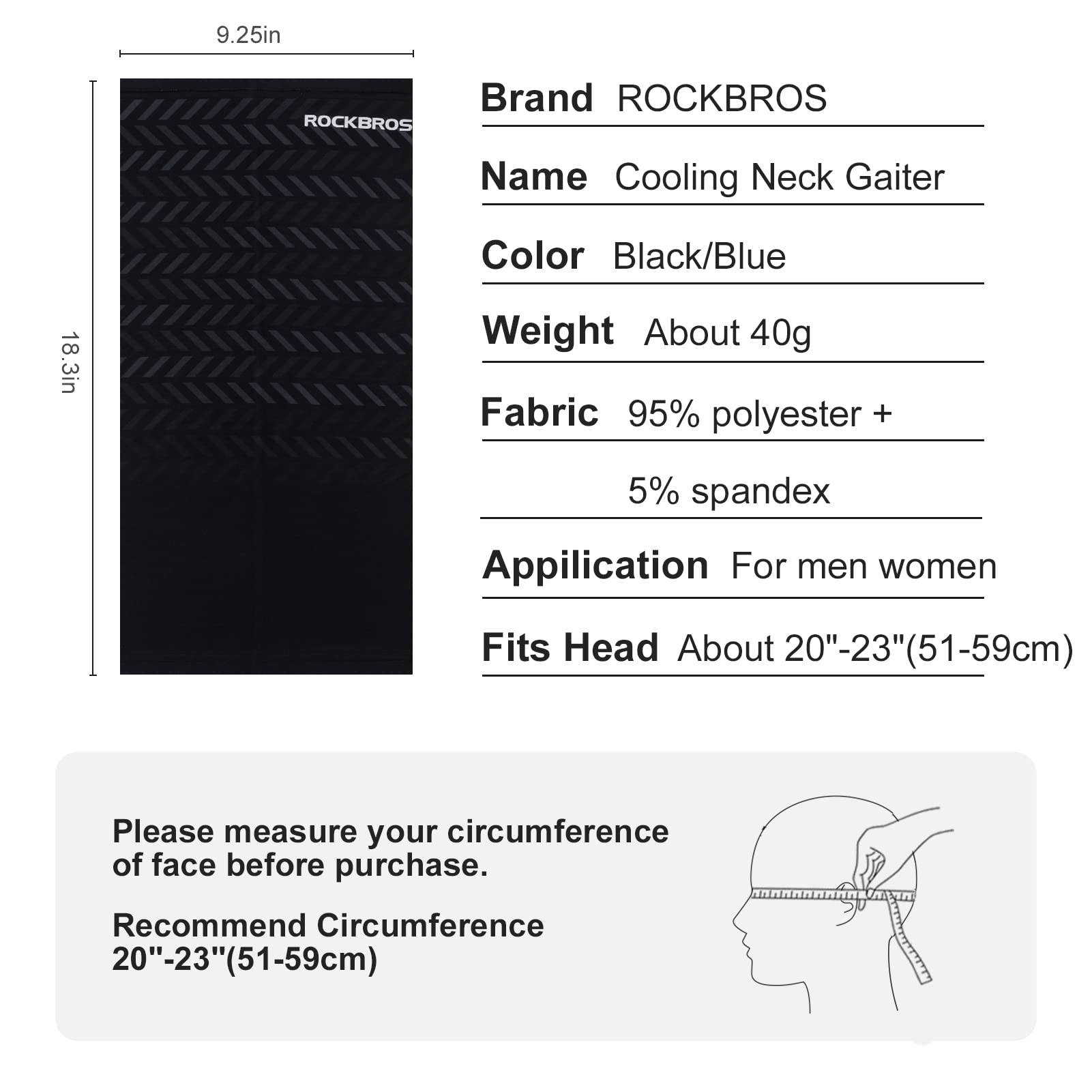 ROCKBROS Cooling Neck Gaiter Face Mask Fishing Scarf Face Cover for Men Women - ROCKBROS