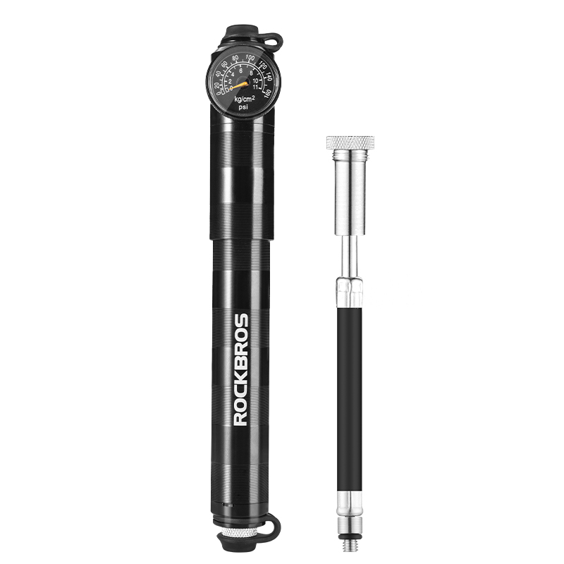 ROCKBROS Portable Ultralight Aluminum Bike Pump 160PSI  Baromete  Cycling Inflators