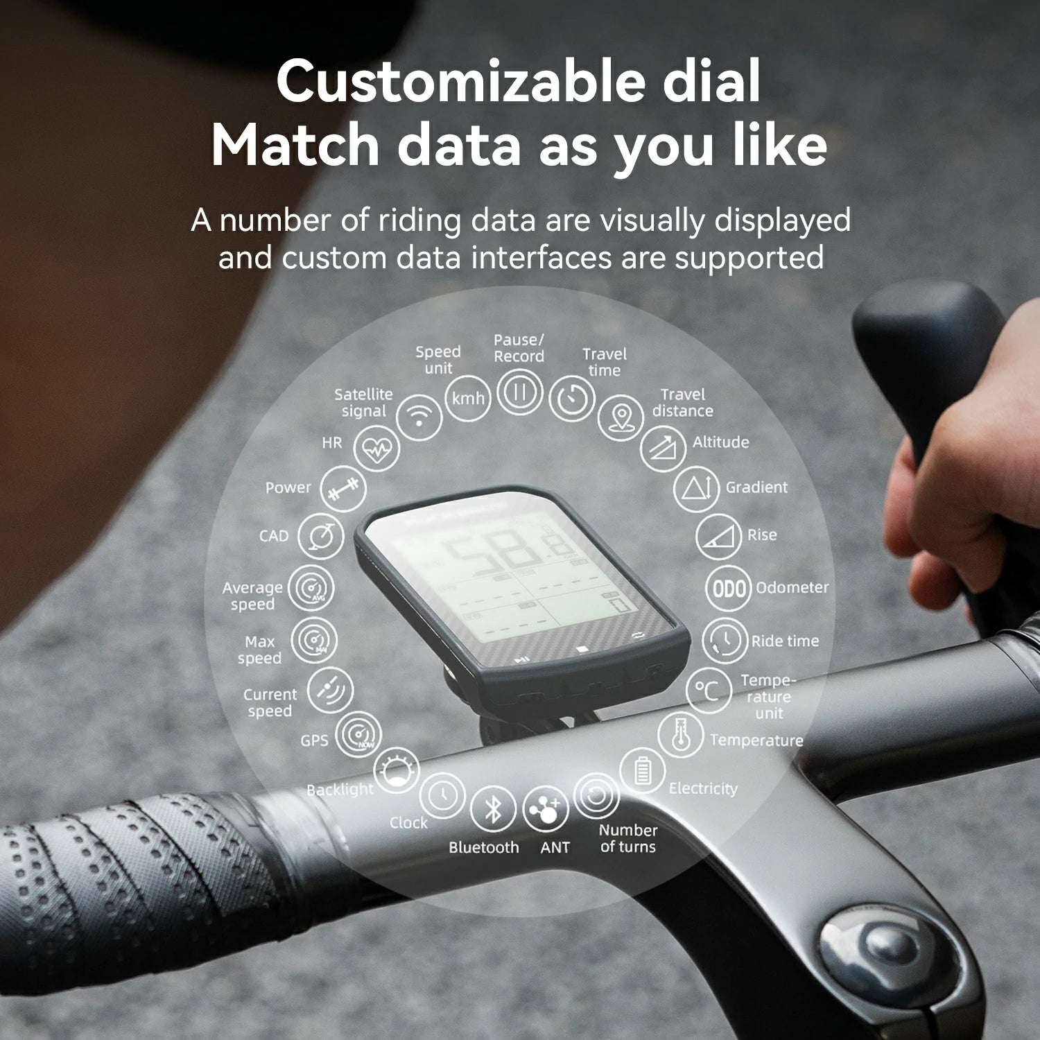 thumbnail image 2 of ROCKBROS Bicycle Computer – GPS ANT+ Bluetooth Wireless Speedometer – Waterproof, Stopwatch, Odometer – 29210026002 2 of 5