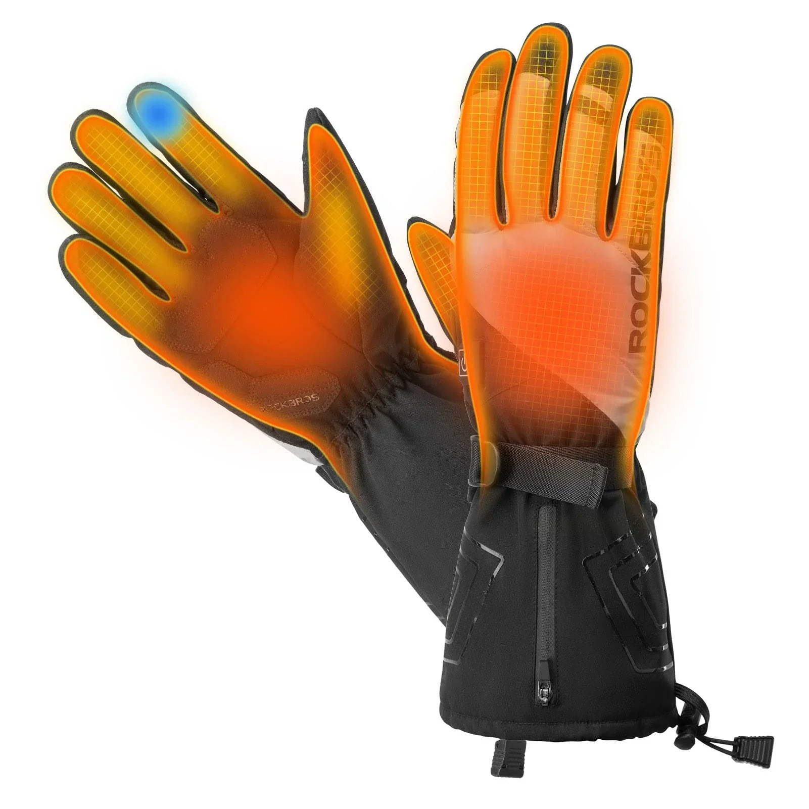 Composite fibre heating gloves for winter rides