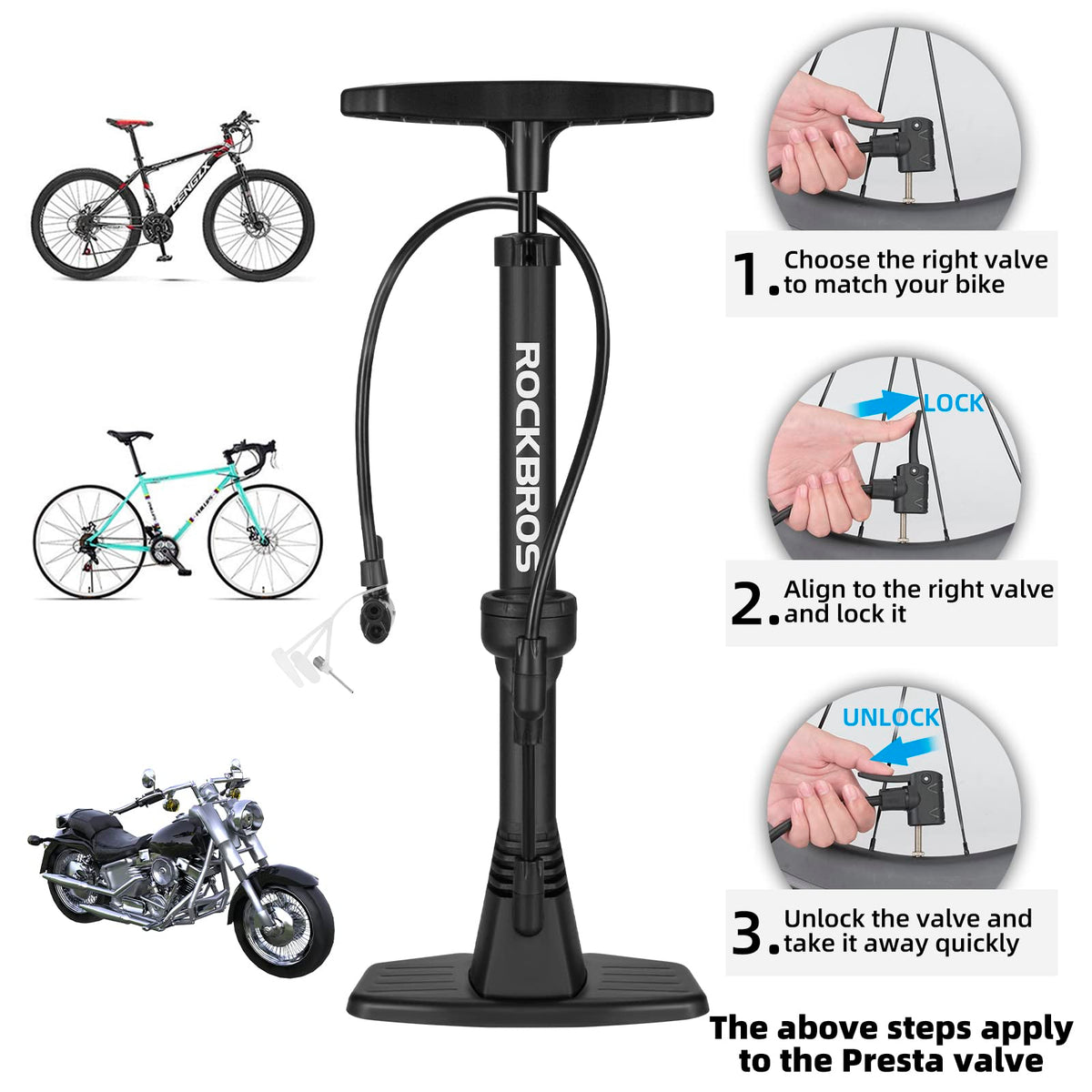 Bike Floor Pump with Gauge High Pressure 160 PSI