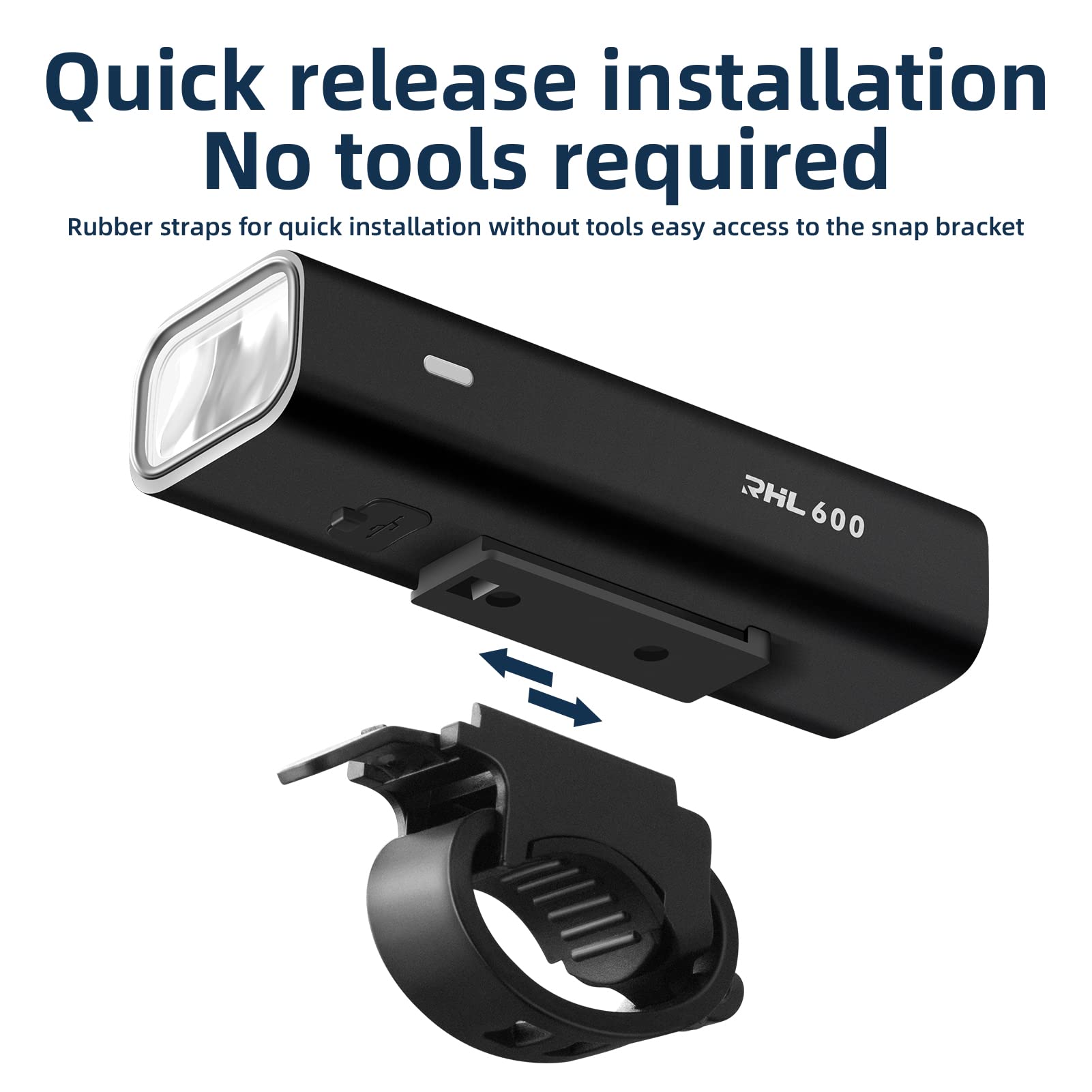 ROCKBROS Bike Head Light 2600mAh Rechargeable, 5 Modes, IPX6 Waterproof