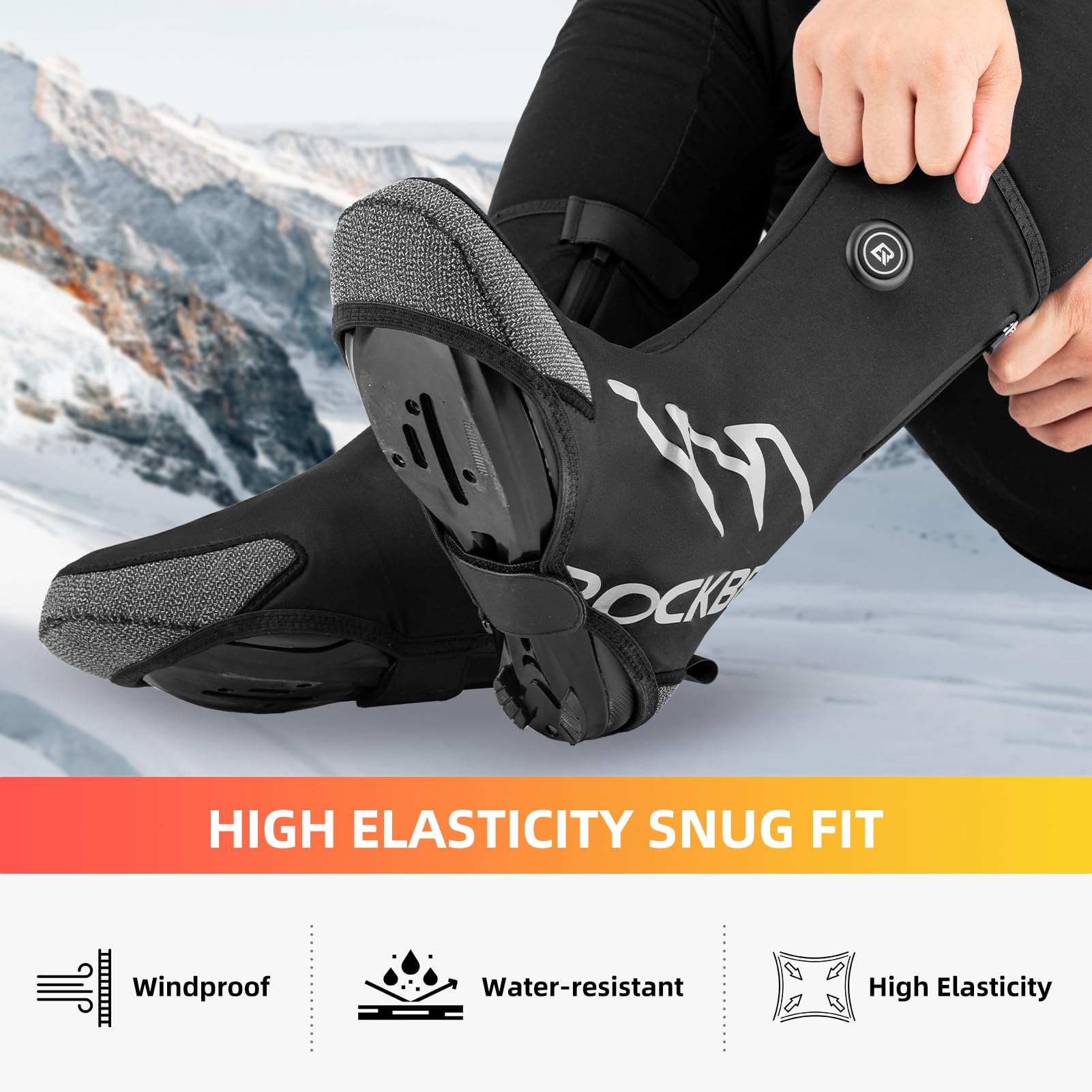 ROCKBROS Heated Cycling Shoe Covers with 5000mAh Battery Water-Resistant - ROCKBROS
