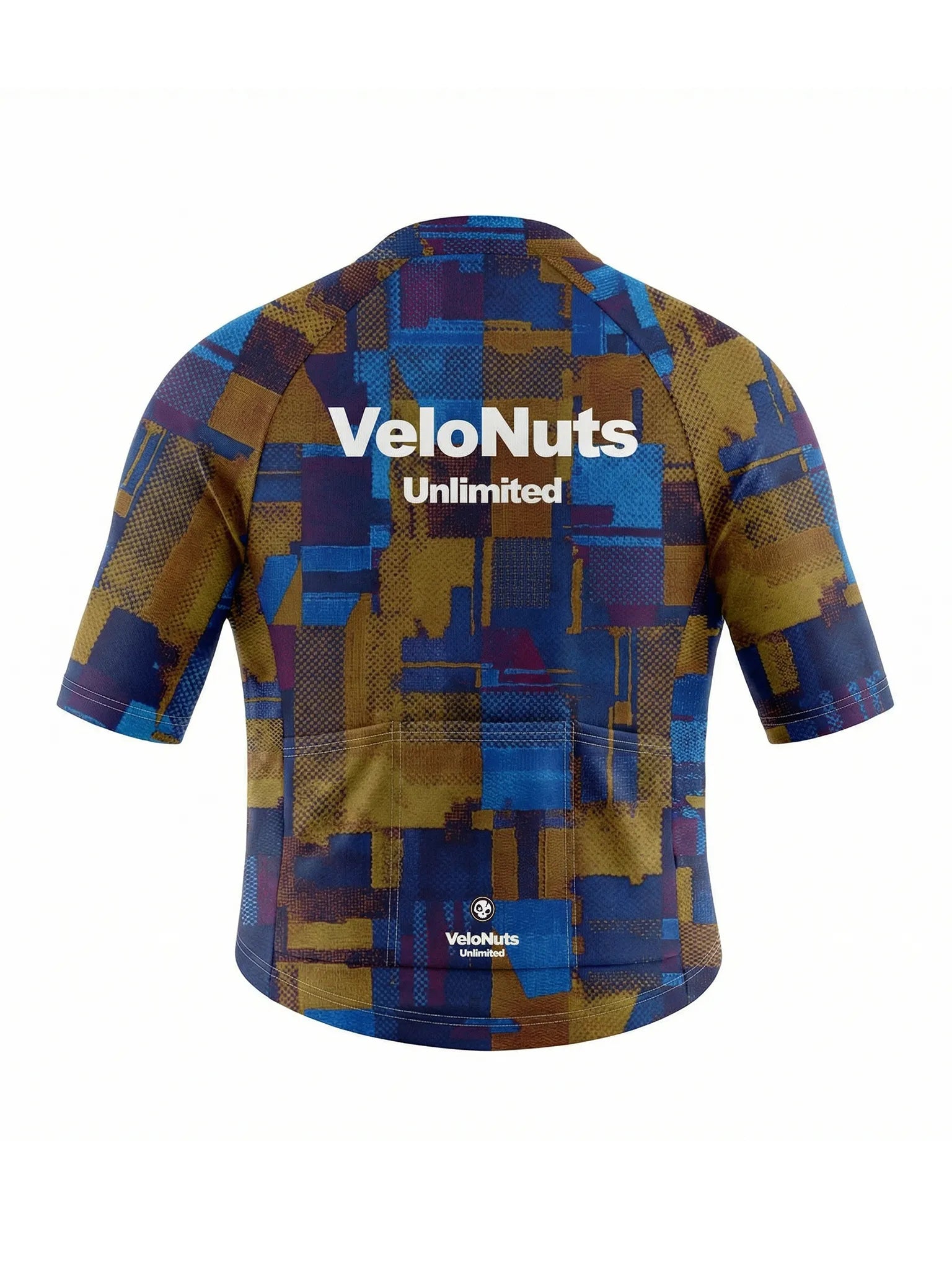 Men's Cycling Jersey Terrain Blocks#Type_Cobalt Rust Blocks