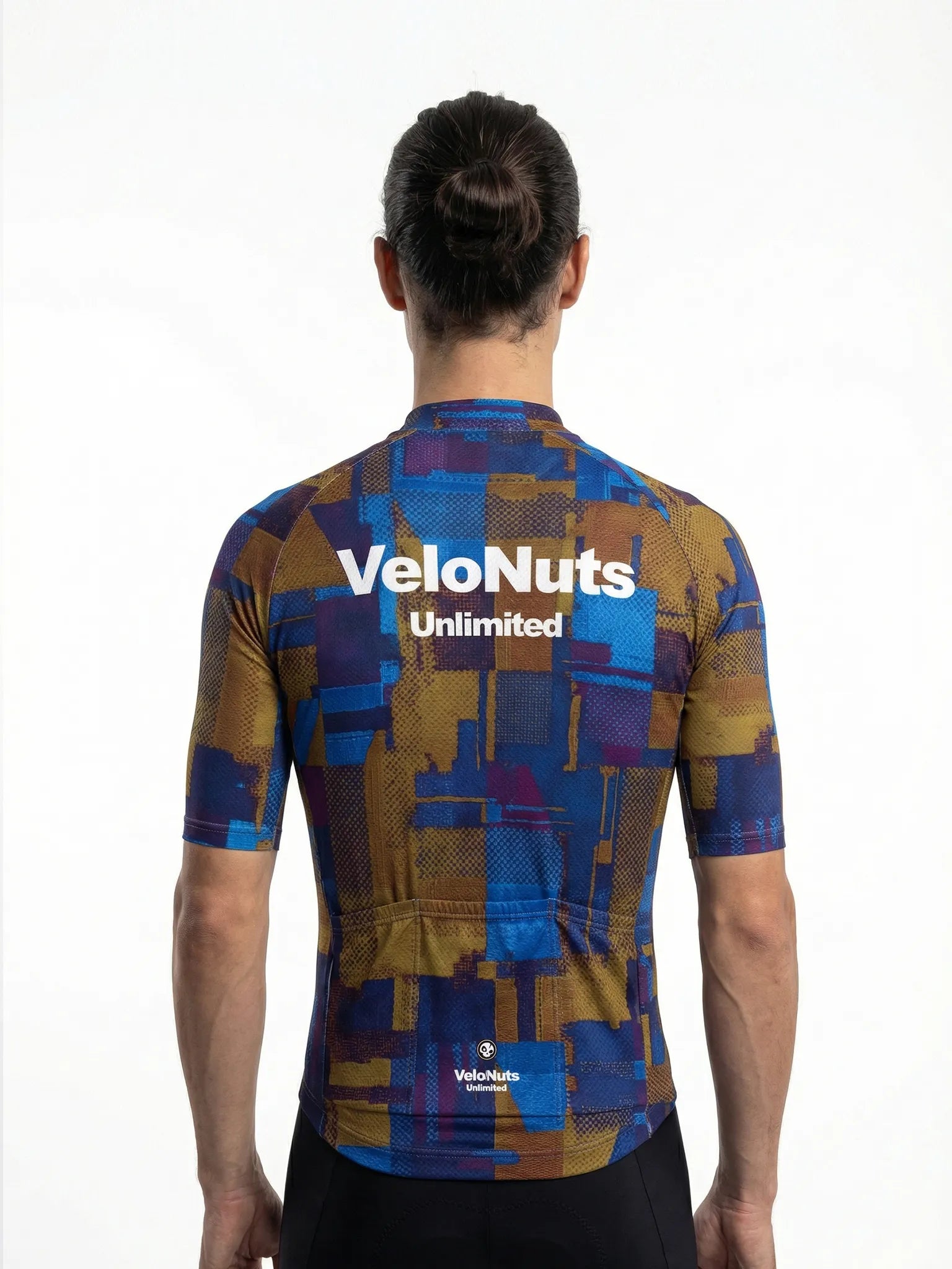 Men's Cycling Jersey Terrain Blocks#Type_Cobalt Rust Blocks