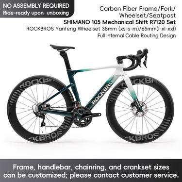 ROCKBROS T700 Carbon Fiber Aerodynamic Road Bike 105 Electronic Shifting  Disc Brakes