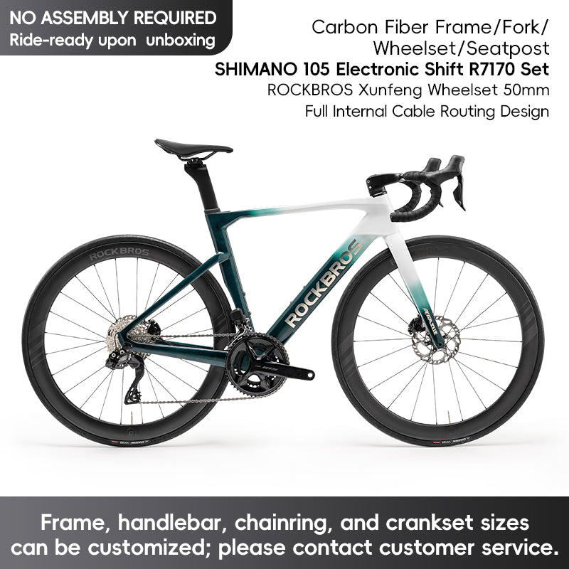 ROCKBROS T700 Carbon Fiber Aerodynamic Road Bike 105 Electronic Shifting  Disc Brakes