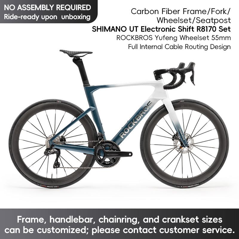 ROCKBROS T700 Carbon Fiber Aerodynamic Road Bike 105 Electronic Shifting  Disc Brakes