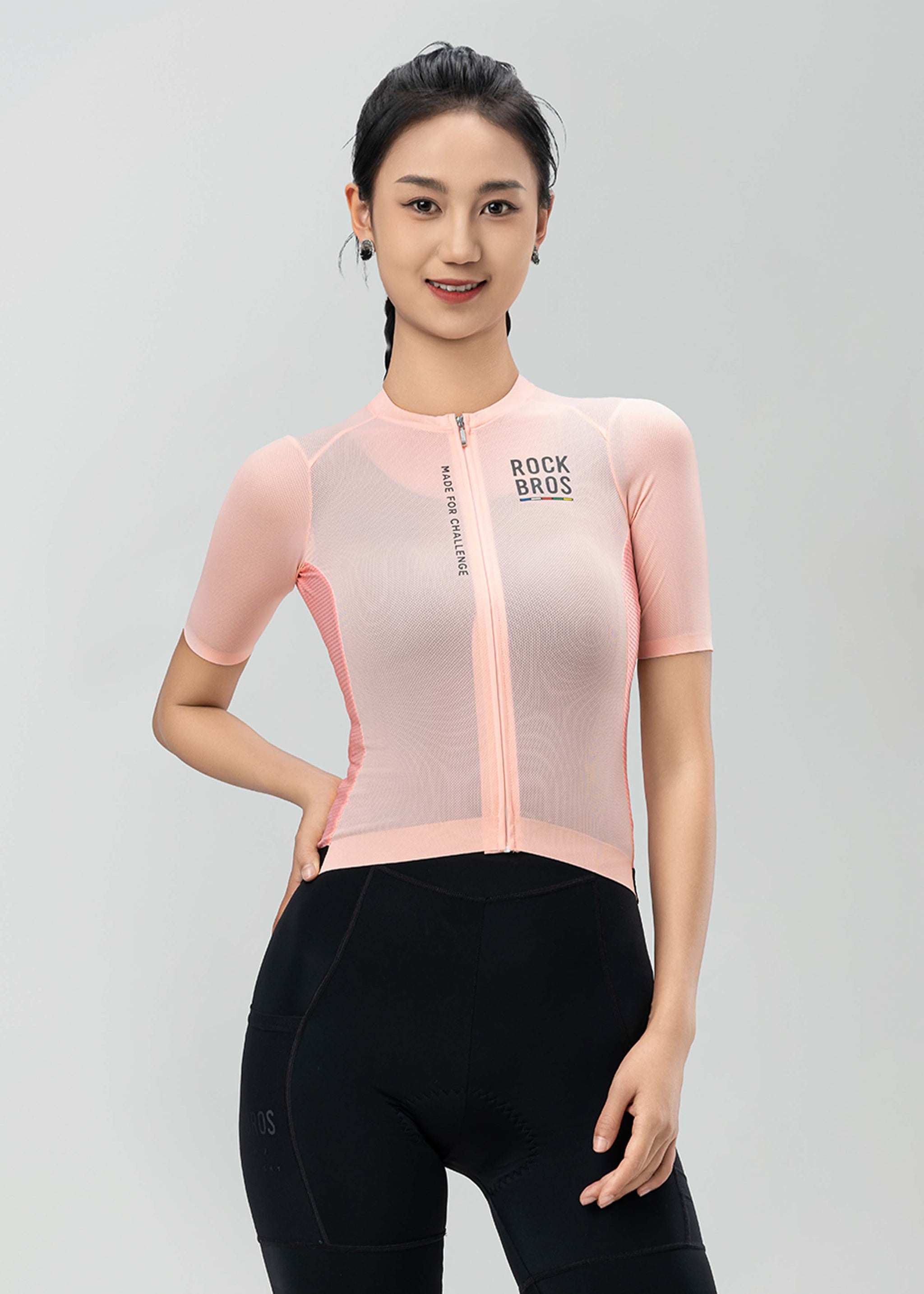 ROAD TO SKY Women's Cycling Short-Sleeved Jersey ¢ò Pink Orange