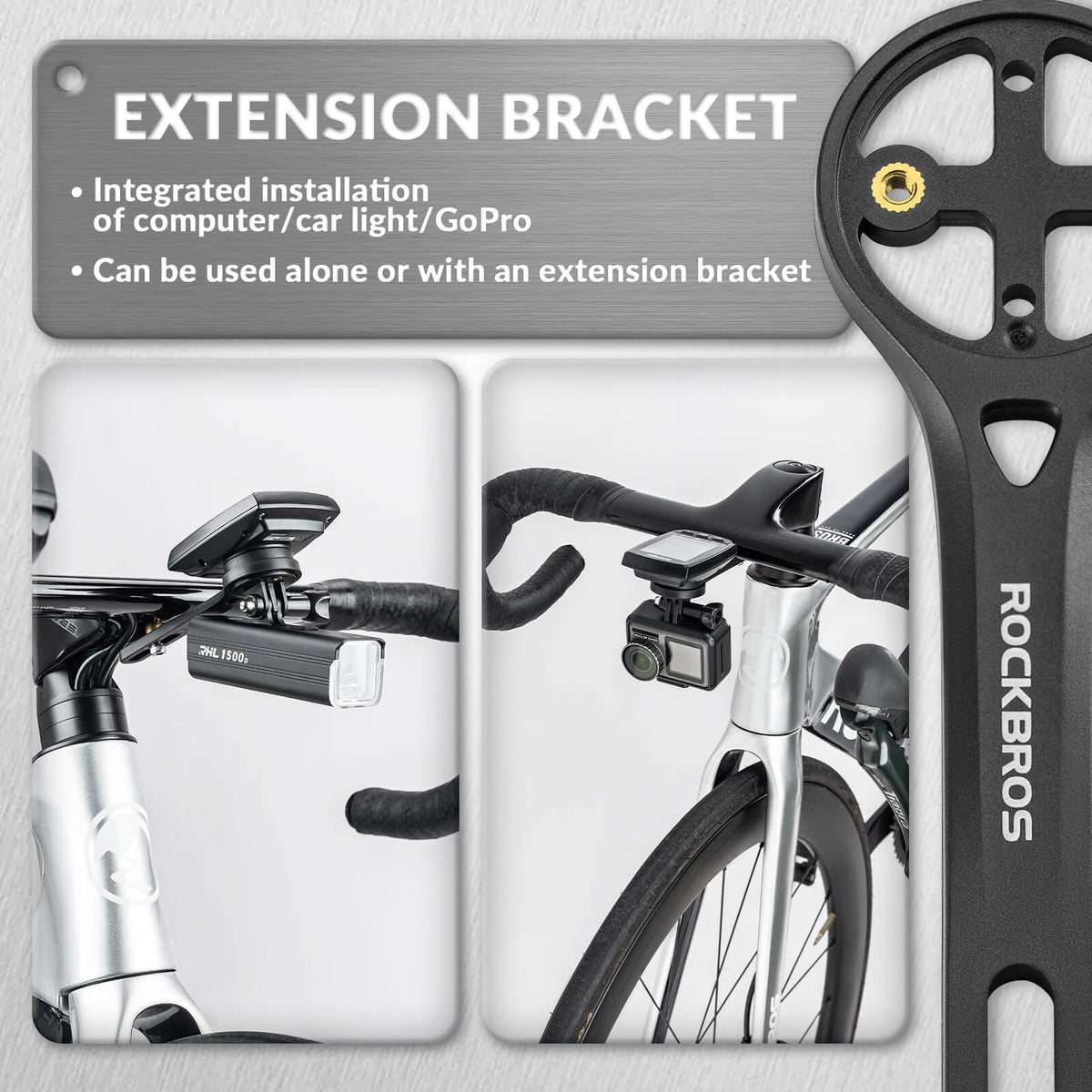 Bike Computer Mount Riser ROCKBROS Bicycle Computer Mount Compatible with Sport Camera Adapter