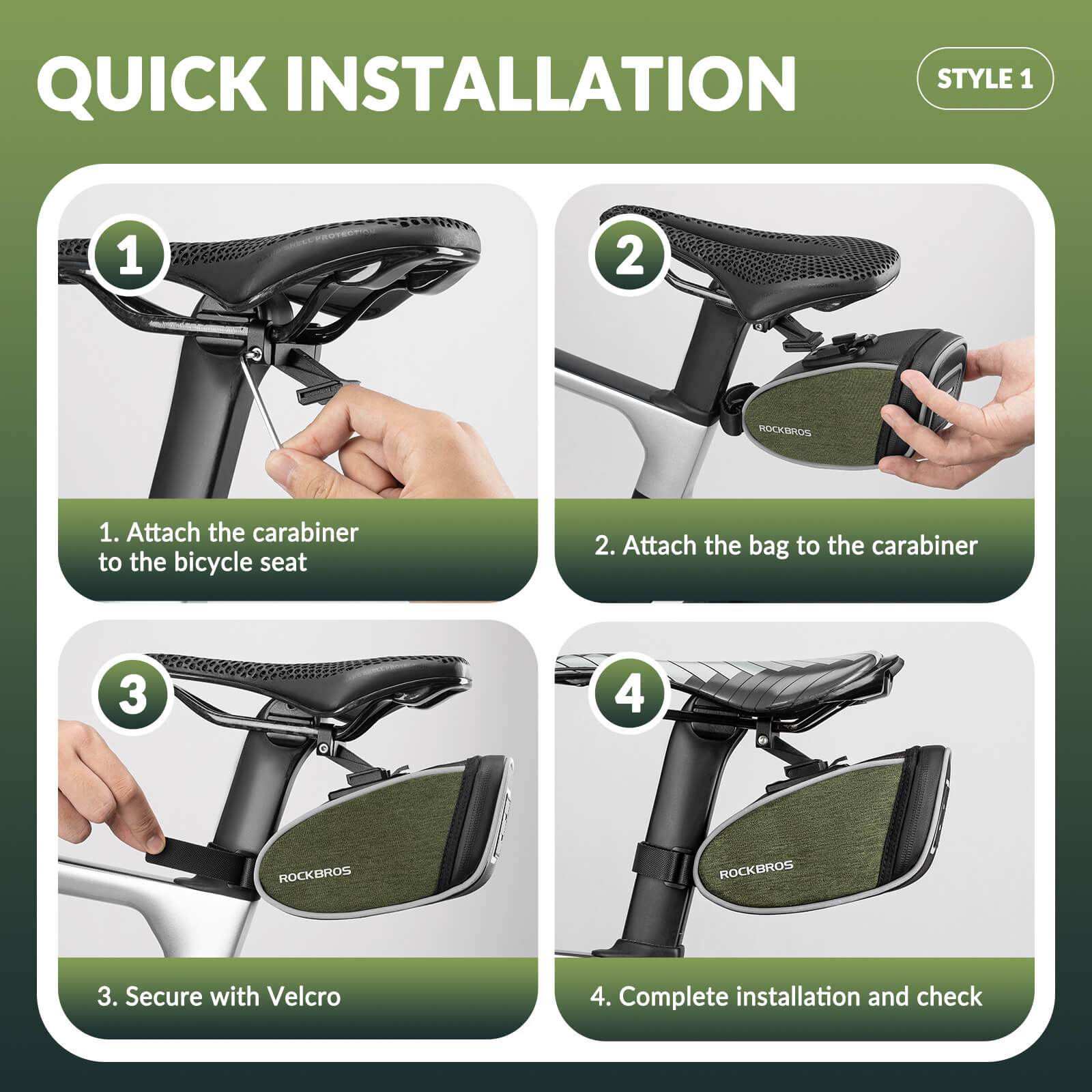 ROCKBROS Bicycle Saddle Bag 0.45L – Compact Storage, Big Convenience!​ #Style_Buckle Mount