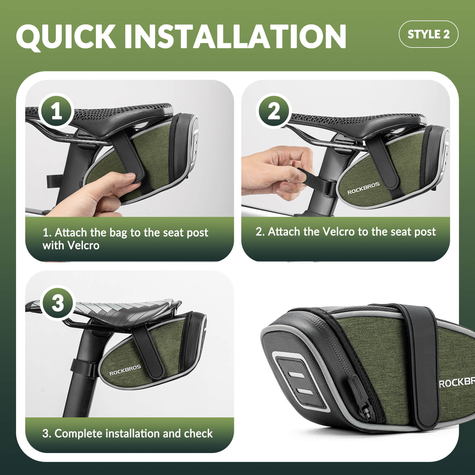 ROCKBROS Bicycle Saddle Bag 0.45L – Compact Storage, Big Convenience!​ #Style_Strap Mount