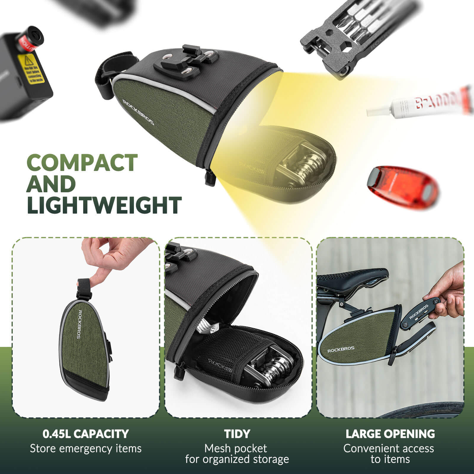 ROCKBROS Bicycle Saddle Bag 0.45L – Compact Storage, Big Convenience!​ 