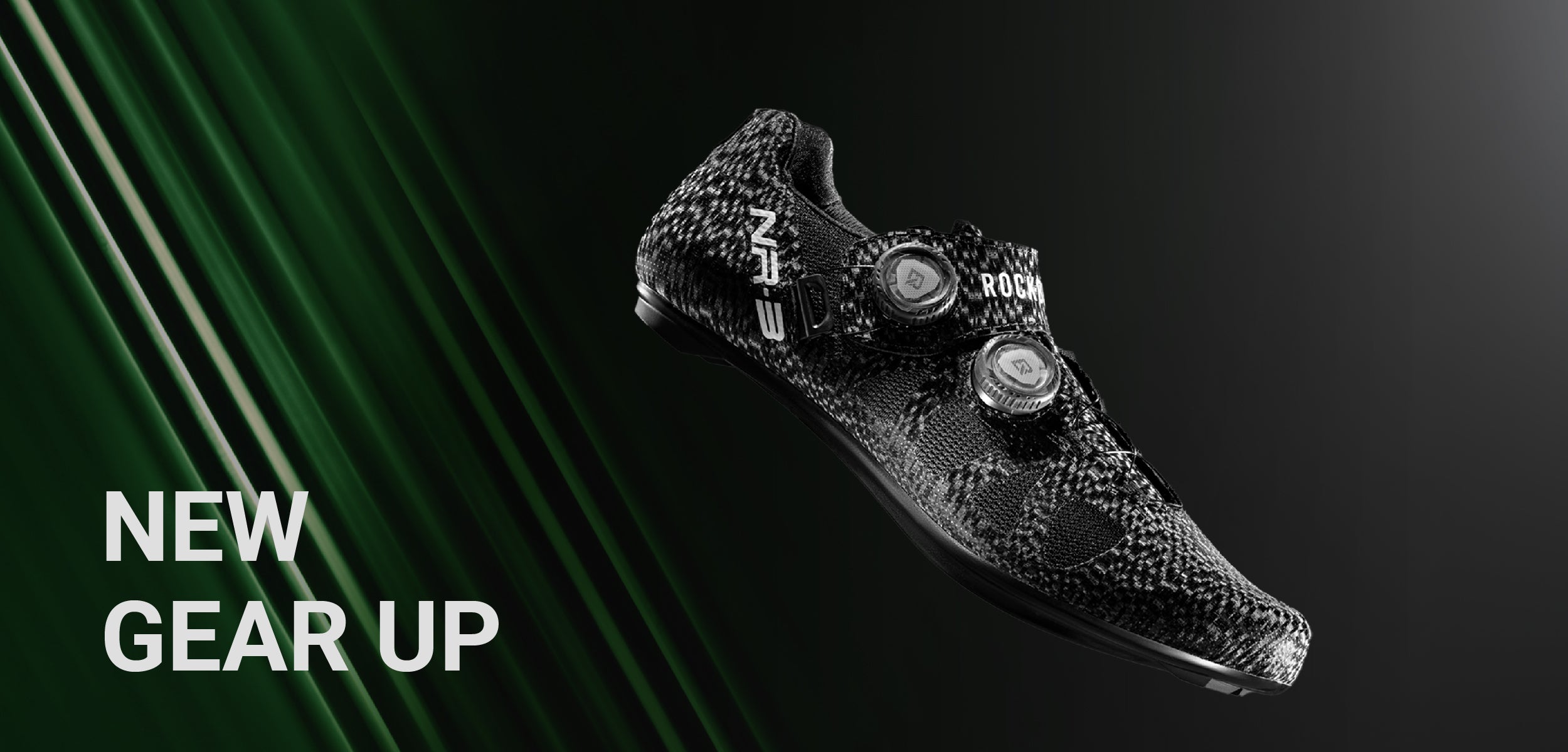 Black high-top sneaker with text on a dark background