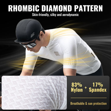 ROCKBROS Men’s Cycling Jersey – Diamond Pattern | Ride Hard, Stay Stylish! #Color_White