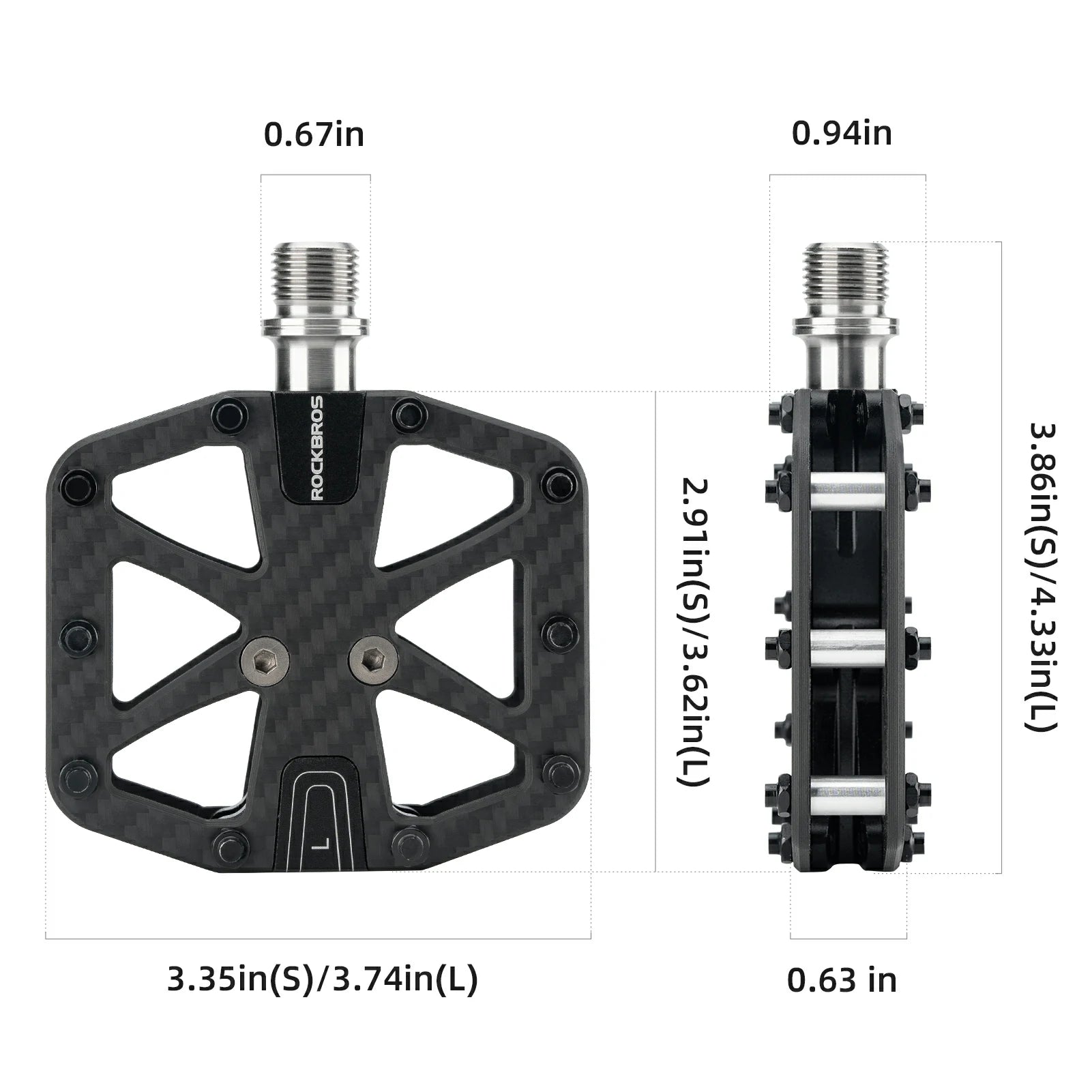 ROCKBROS-carbon-fiber-bike-pedals-lightweight-3-bearing,-non-slip-9/16"-wide-flat