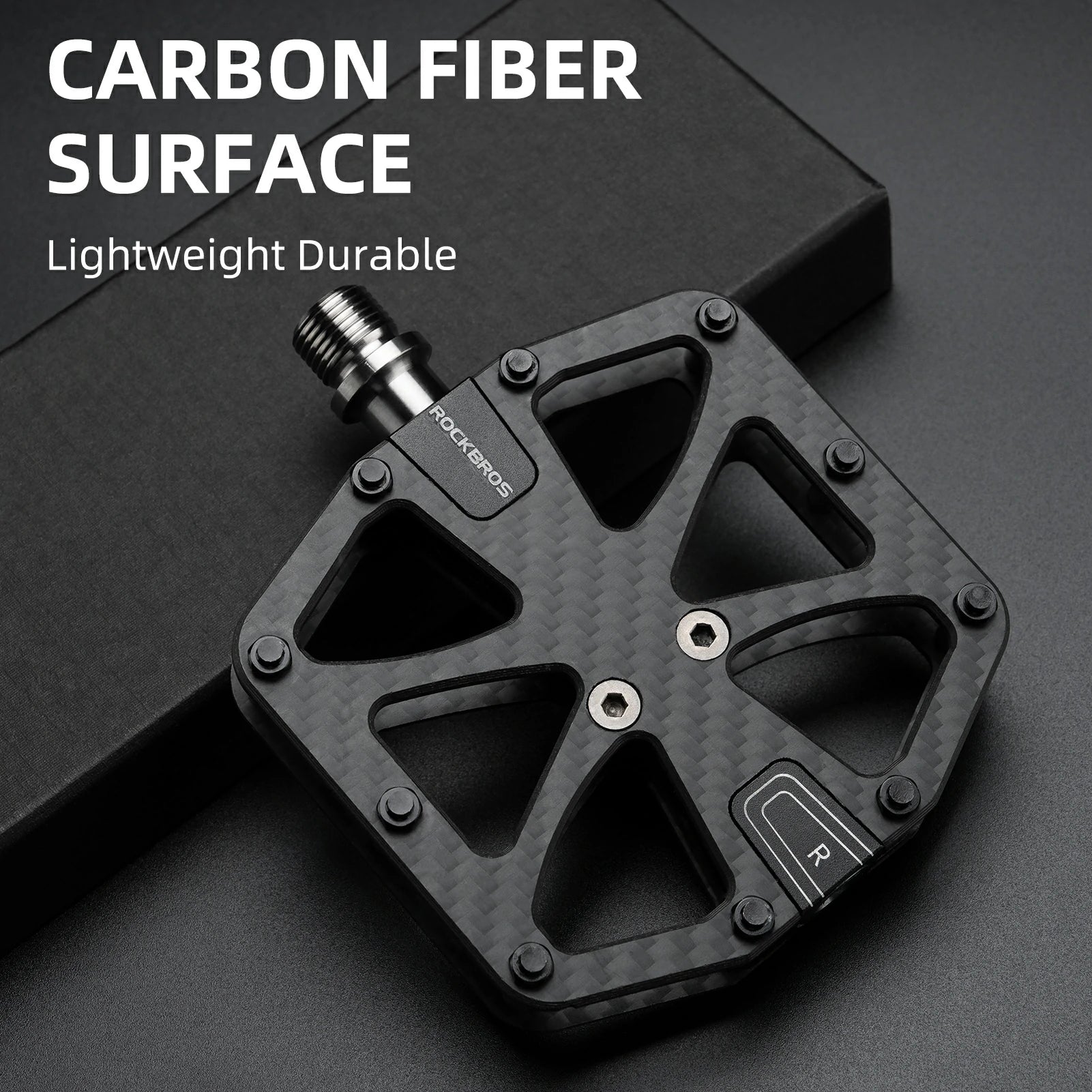 ROCKBROS-carbon-fiber-bike-pedals-lightweight-3-bearing,-non-slip-9/16"-wide-flat