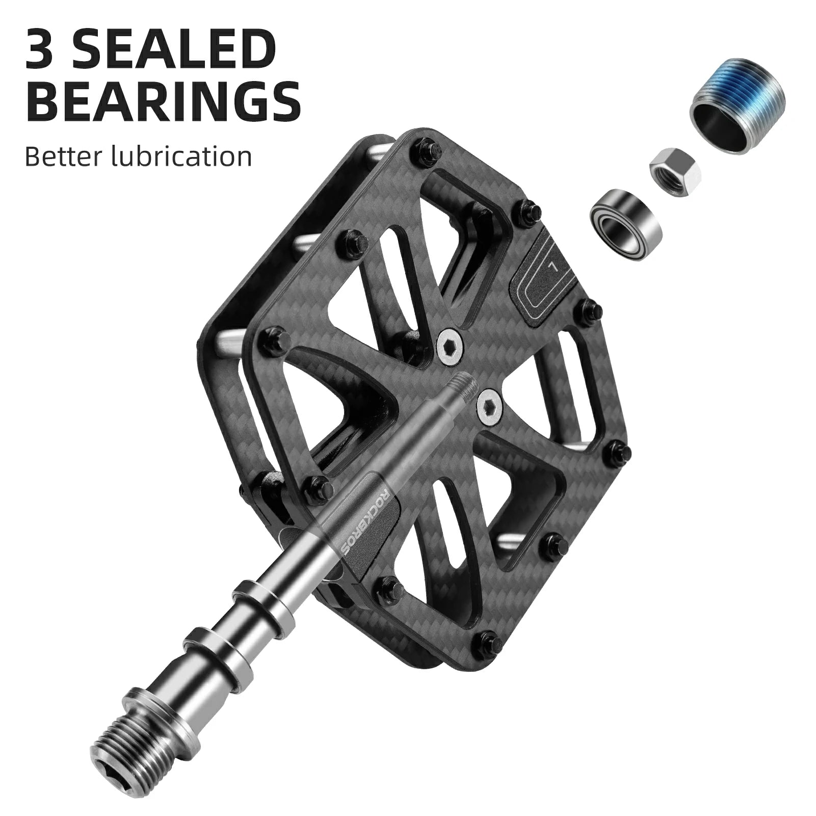 ROCKBROS-carbon-fiber-bike-pedals-lightweight-3-bearing,-non-slip-9/16"-wide-flat