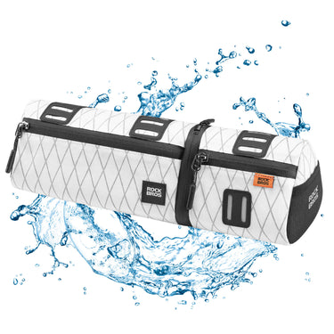 ROCKBROS versatile 2 in 1 bike bag, waterproof handlebar bag with shoulder strap, practical and durable for cycling. #Color_White