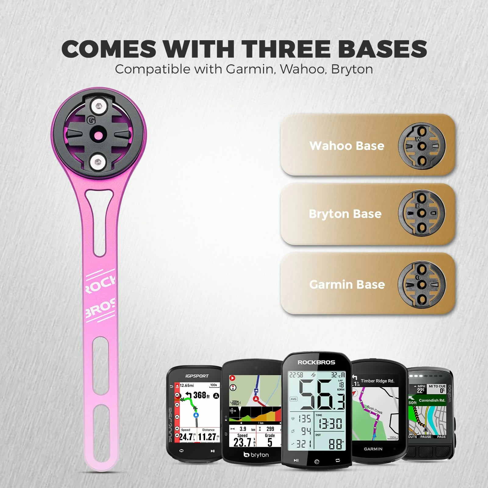ROCKBROS Bike Aluminum Computer Mount  compatible with Garmin, Wahoo, Bryton, and GoPro - ROCKBROs#color_Pink