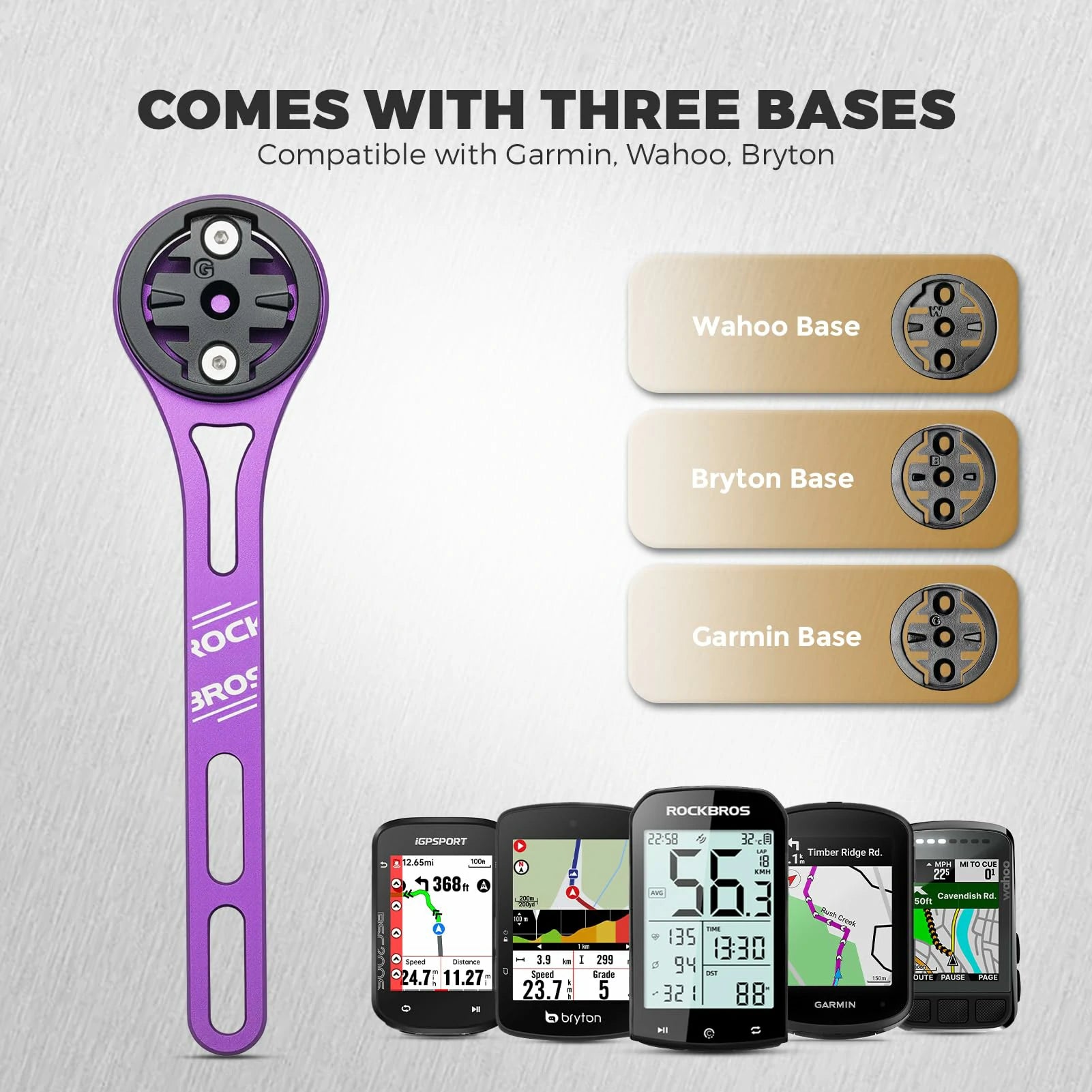ROCKBROS Bike Aluminum Computer Mount  compatible with Garmin, Wahoo, Bryton, and GoPro - ROCKBROS#color_Purple