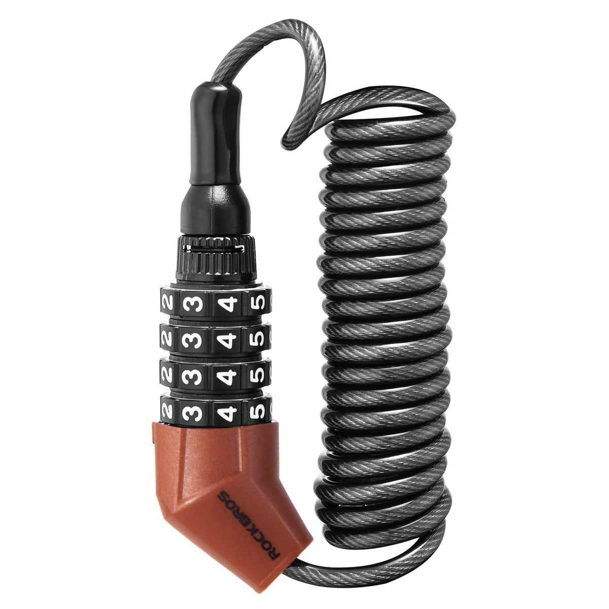 ROCKBROS Lightweight Helmet Lock, Resettable Combination Cable Lock for Bike & Luggage, Black