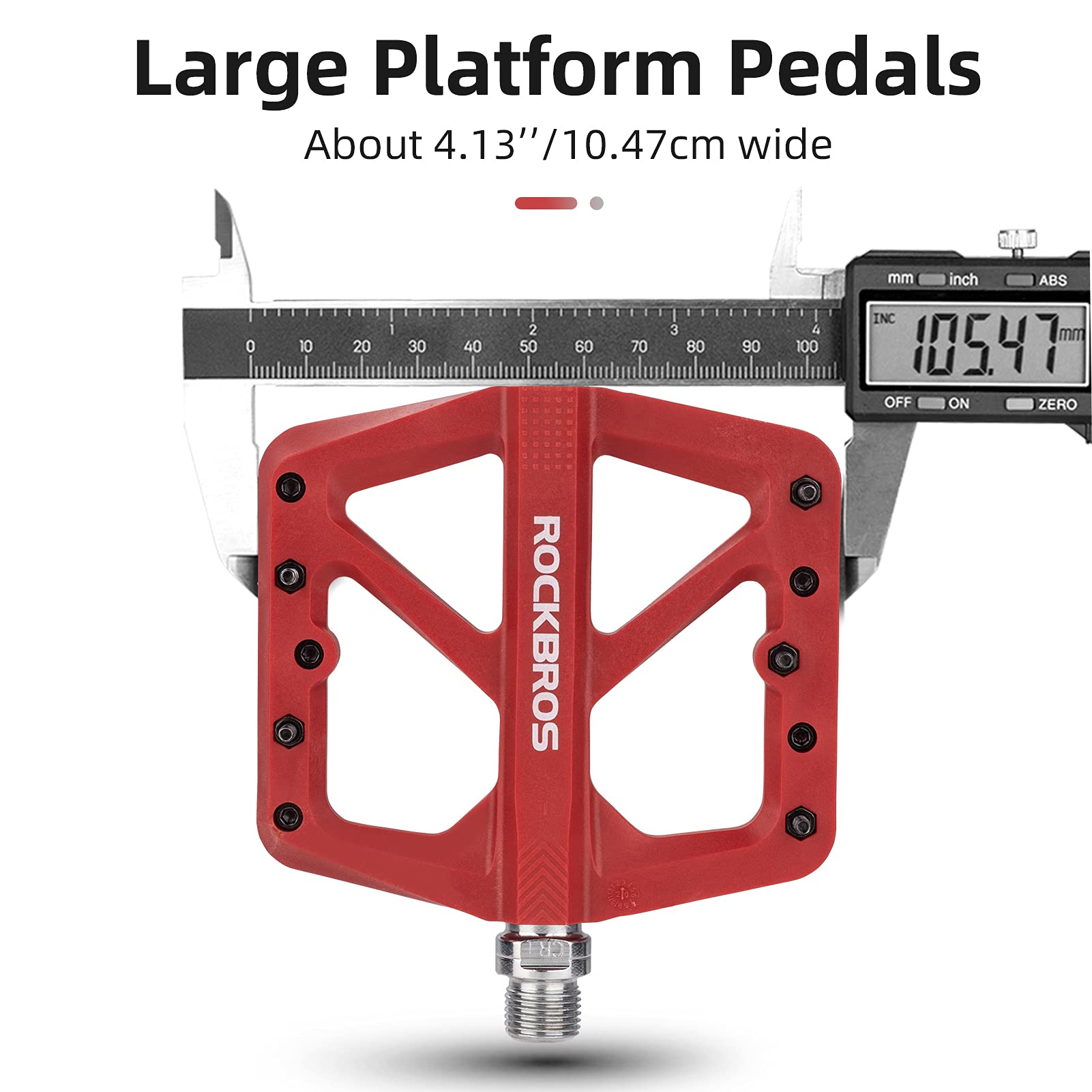 ROCKBROS Mountain Bike Pedals Lightweight Nylon DU Bearing 9/16" MTB Flat Bike Pedals - ROCKBROS