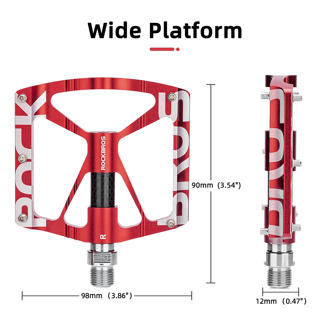 ROCKBROS Mountain Bike Pedals MTB BMX  Pedals CNC Non-Slip Lightweight Aluminum Alloy Bicycle Pedals 9/16" - ROCKBROS